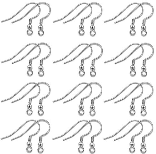 100PCS Silver Ball & Coil Earring Hooks - Hypoallergenic Metal Fish Earwires for DIY Jewelry Making - Perfect for Handmade Earrings, Craft Projects & Gift Packaging