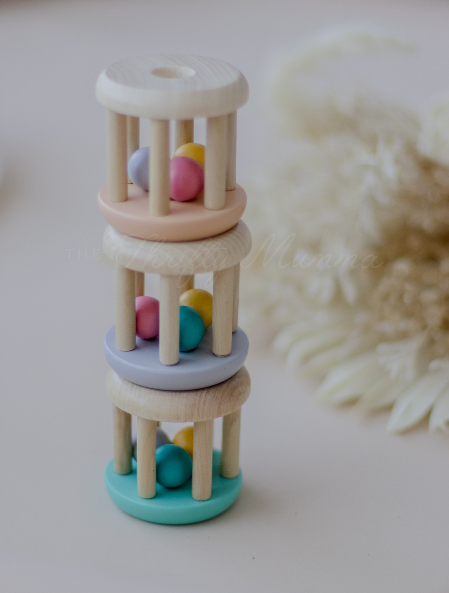 Two Tone Wooden Baby Shaker Rattle - Natural Wooden Musical Toy for Infants & Toddlers - Perfect for Sensory Play, Early Learning & Developmental Activities