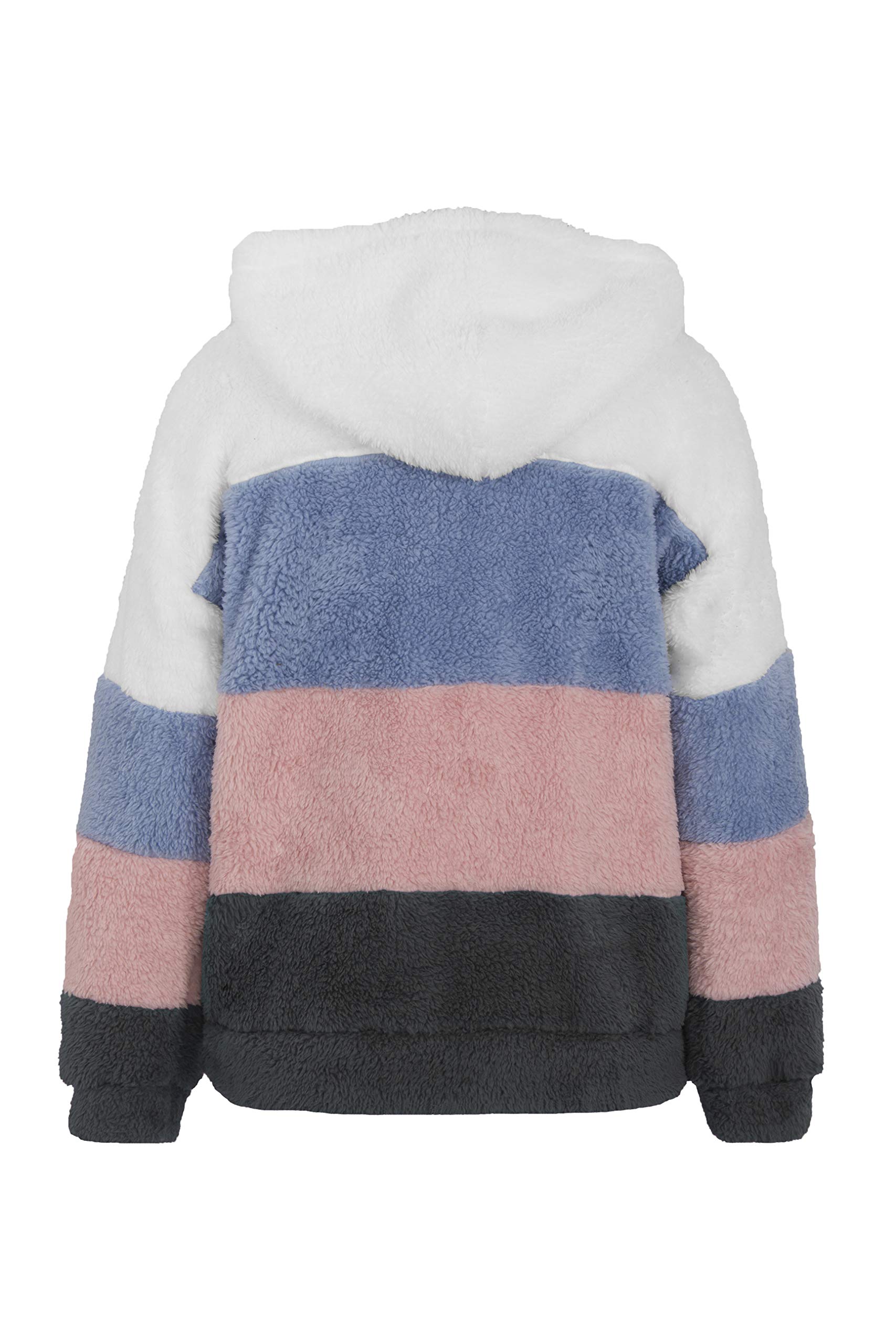 Women's Casual Fleece Sherpa Hoodie Sweatshirt - Long Sleeve Fuzzy Pullover with Drawstring, Block Color Coat for Outdoor Activities and Cozy Home Wear