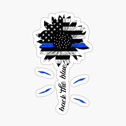 Sunflower American Flag Back The Blue Sticker - Patriotic Decal for Cars, Trucks, Laptops & Windows - Support Law Enforcement with Vinyl Stickers for Auto, Wall, Cell Phone - Perfect for Home, Office & Vehicle Decor