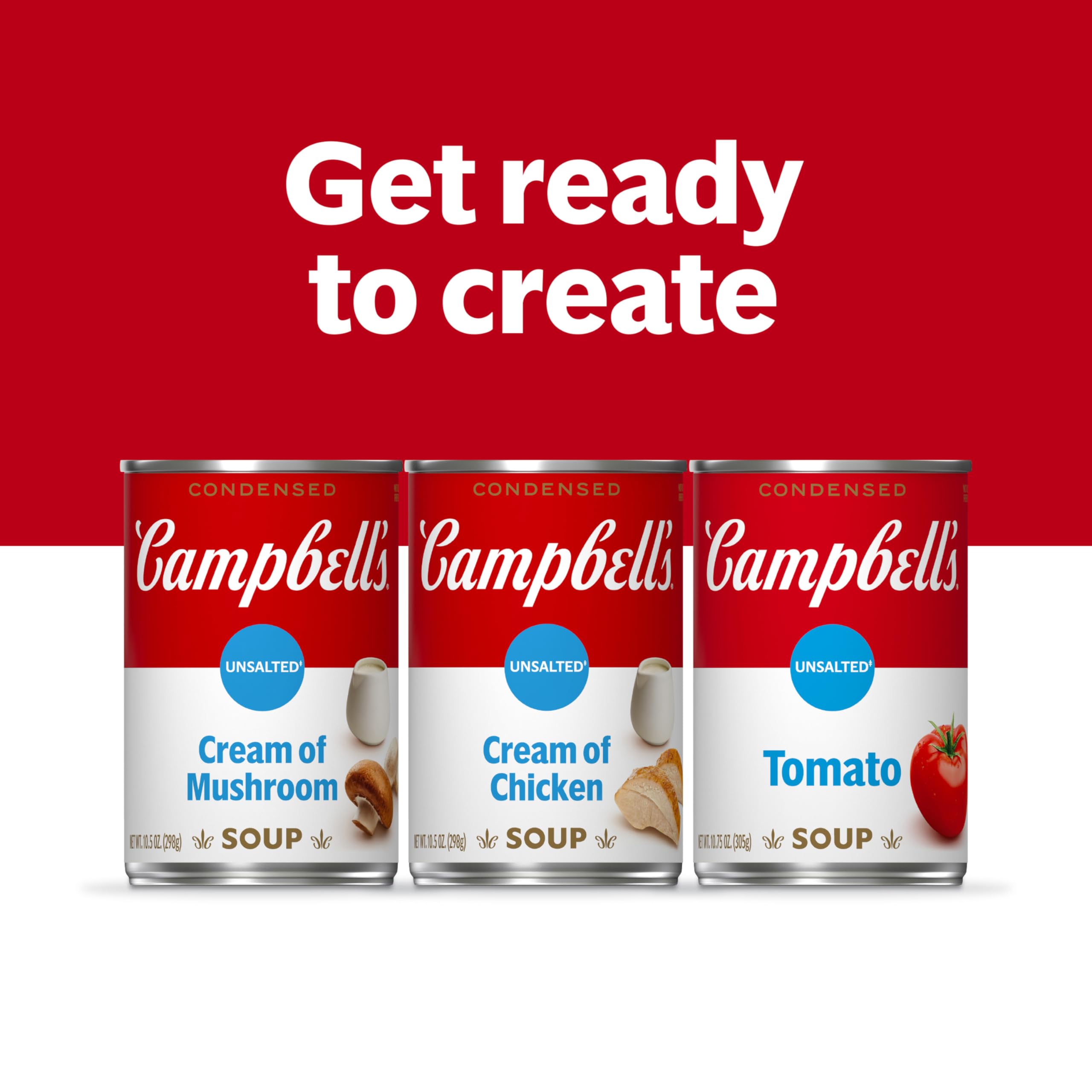 Campbell's Condensed Unsalted Cream of Chicken Soup - 10.5 oz Can (Pack of 12) | Healthy Cooking Ingredient for Casseroles, Soups & Recipes | Perfect for Home Chefs & Meal Prep