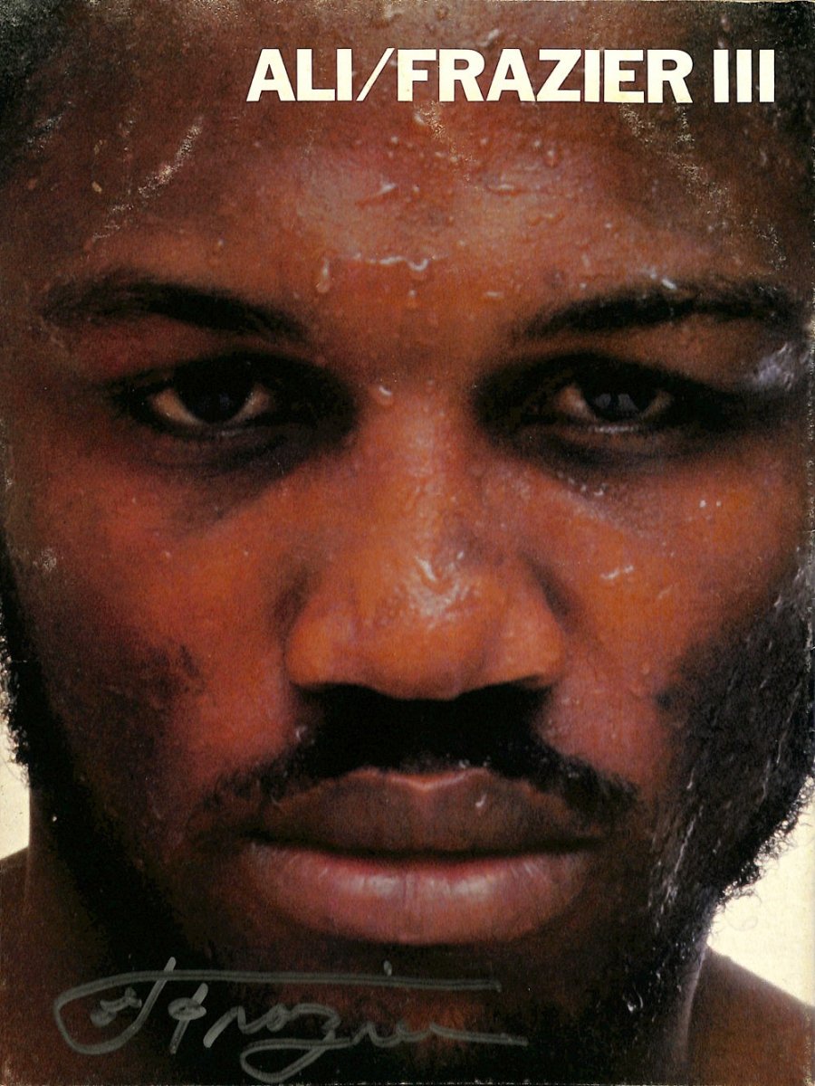 Authentic Muhammad Ali vs Joe Frazier Signed 9/30/1975 Fight Program with BAS LOA - Rare Boxing Memorabilia for Collectors & Sports Fans - Perfect for Man Cave, Sports Bar, or Gift for Boxing Enthusiasts