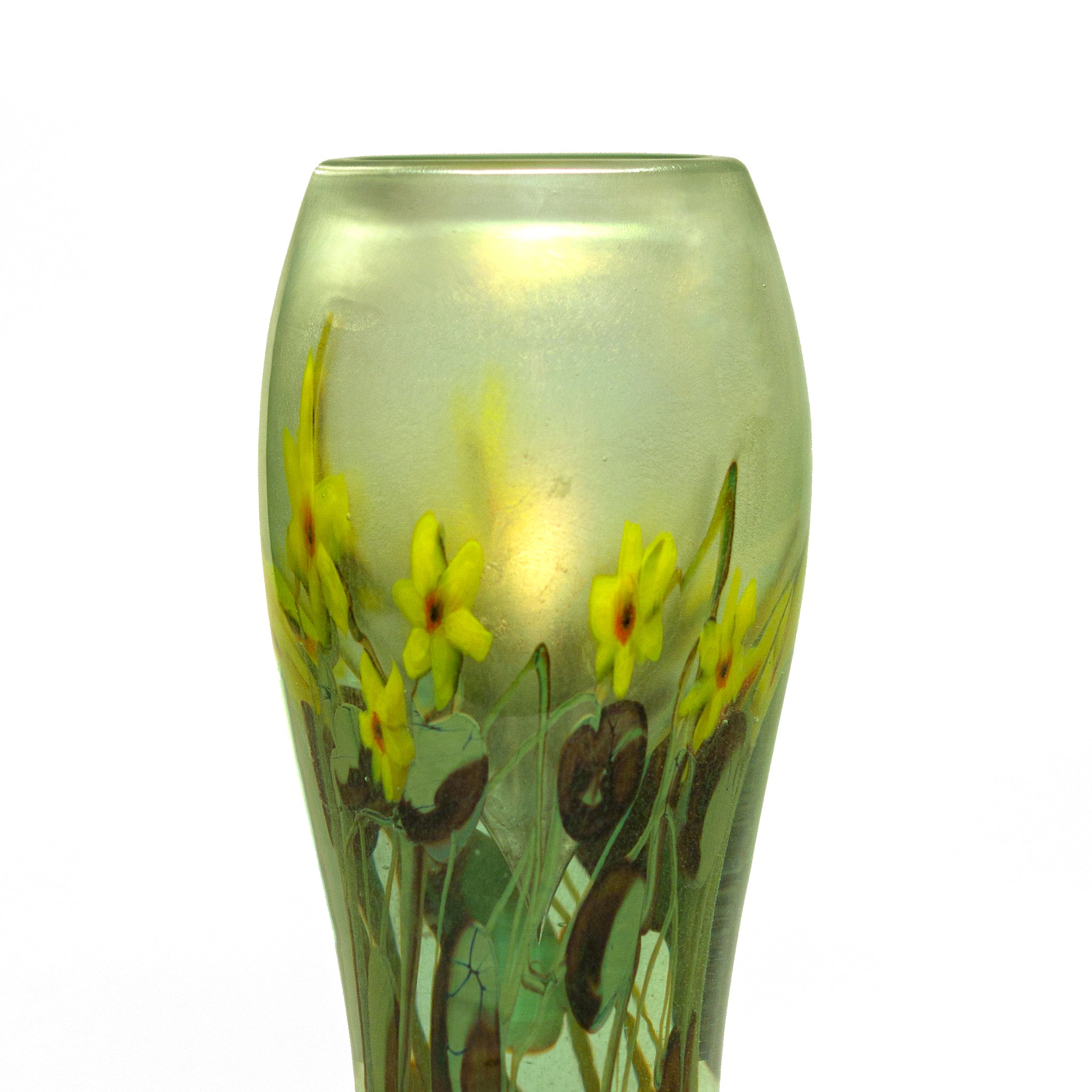 Tiffany Studios New York Aquamarine Glass Vase - Handcrafted Art Deco Vase for Home Decor, Wedding Centerpiece & Luxury Gift