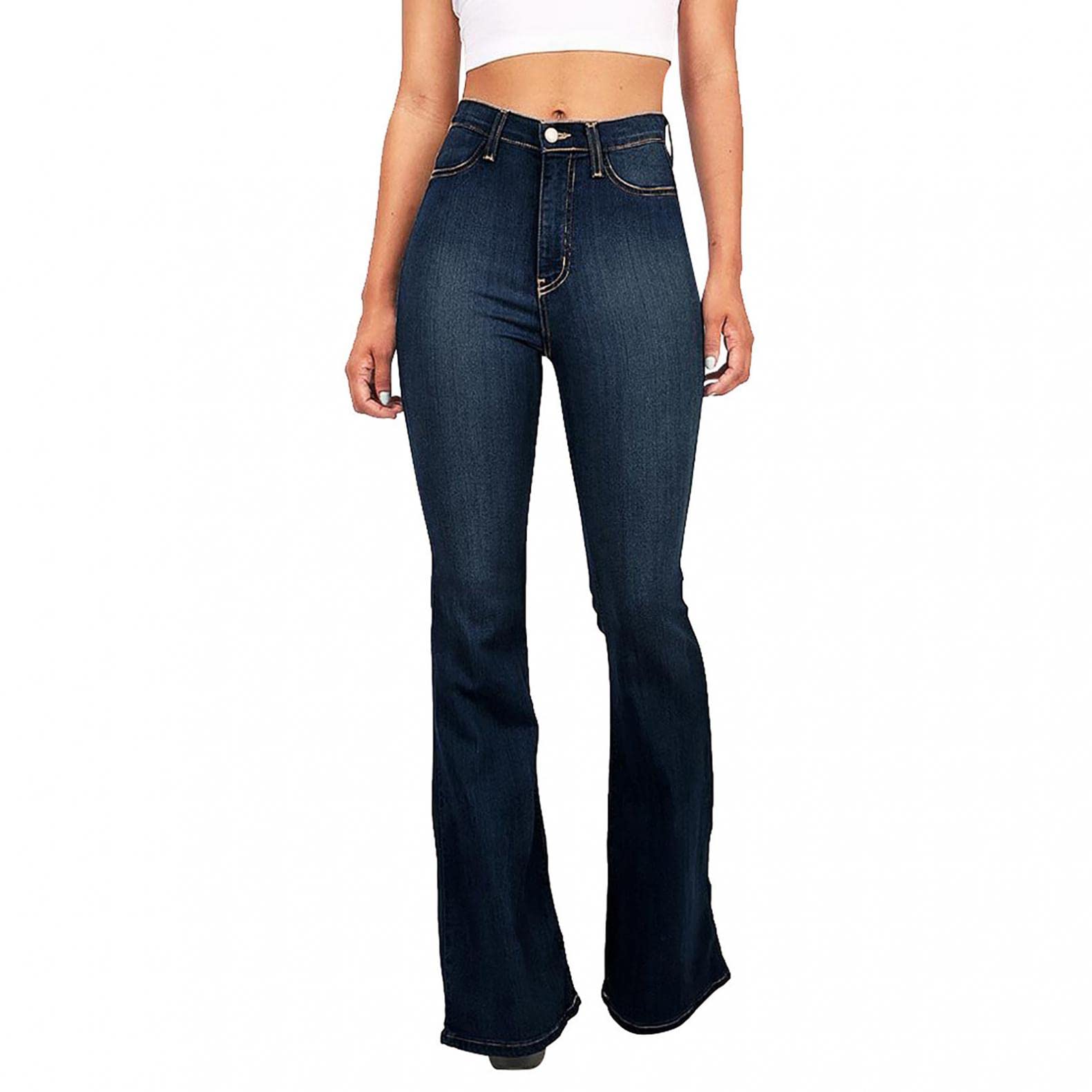 Vintage 70s Flare Bell Bottom Jeans for Women - High Waisted Retro Denim Pants with Stretch Comfort | Perfect for Boho Outfits, Music Festivals & Hippie Style Fashion