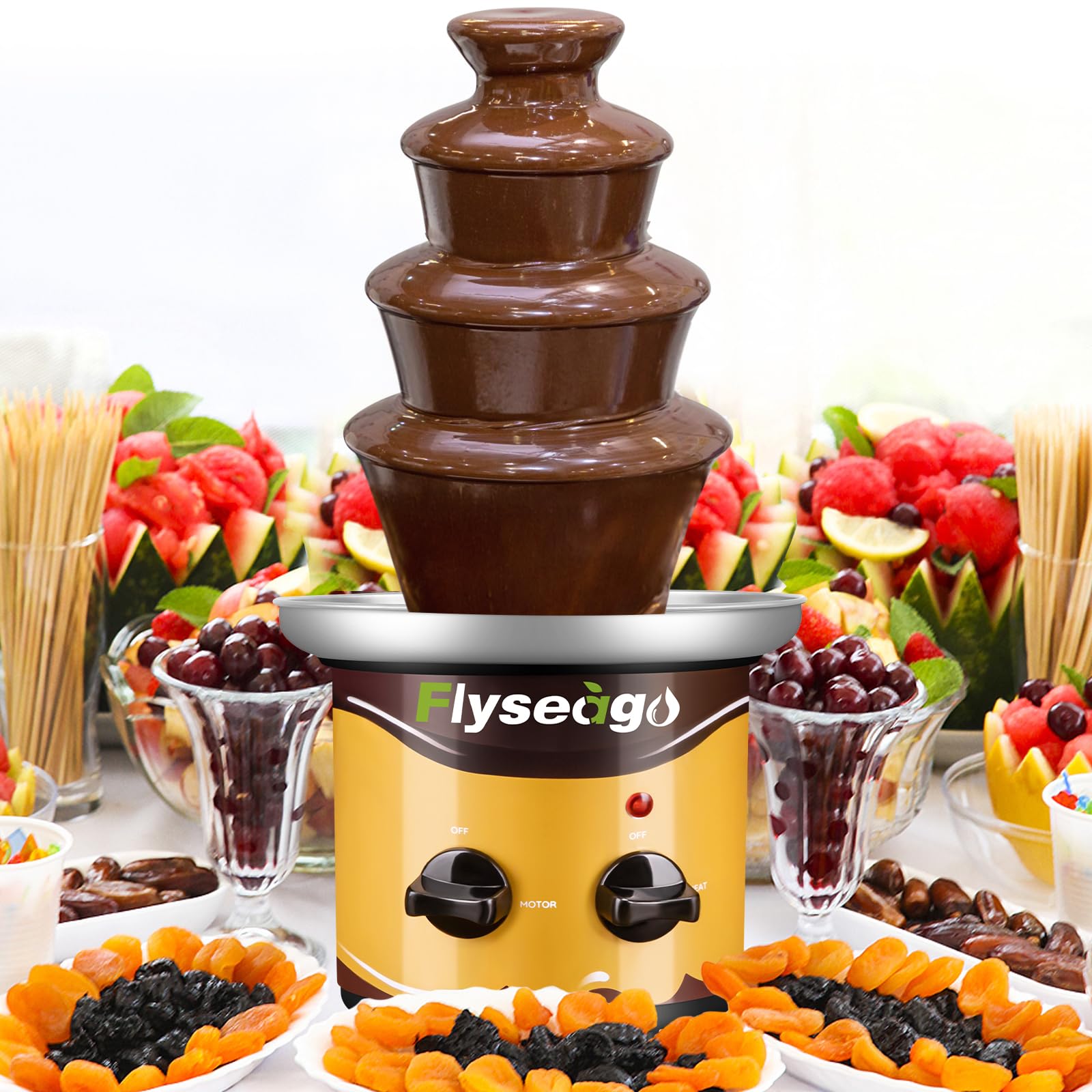 4-Tier Chocolate & Cheese Fountain Machine - Perfect for Nachos, Chocolate Sauce, Weddings & Parties | Ideal for Home Entertaining, Catering Events & Buffet Stations