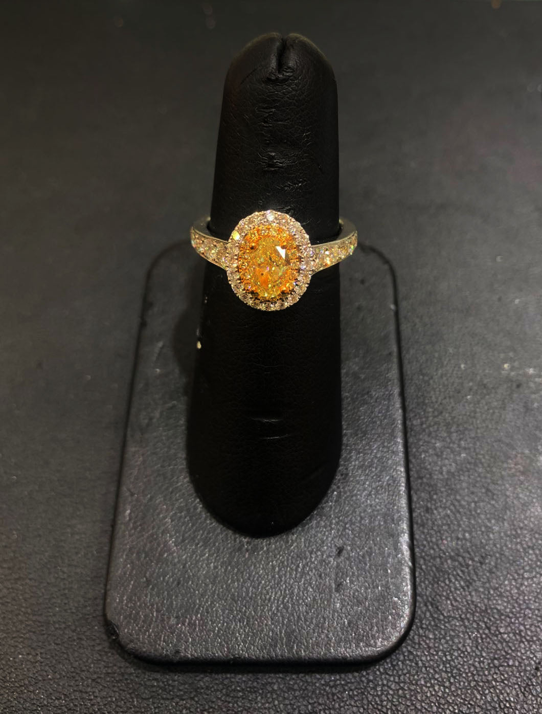 18K White Gold Yellow Diamond Ring for Women - Elegant Engagement, Wedding, Anniversary Jewelry Gift