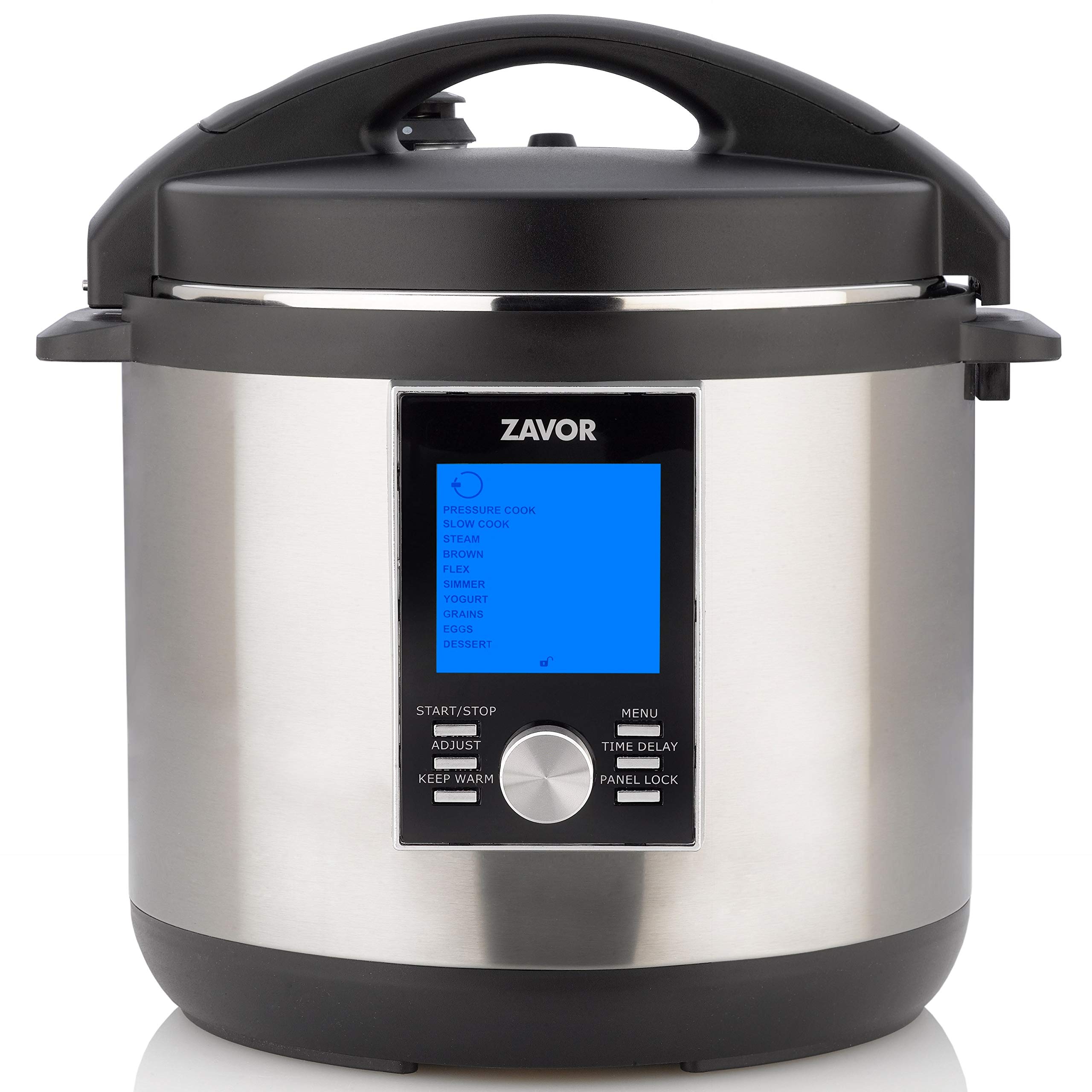 Zavor LUX LCD 8 Quart Programmable Electric Multi-Cooker: Pressure Cooker, Slow Cooker, Rice Cooker, Yogurt Maker, Steamer & More - Stainless Steel (ZSELL03) - Perfect for Home Cooking, Meal Prep & Healthy Eating