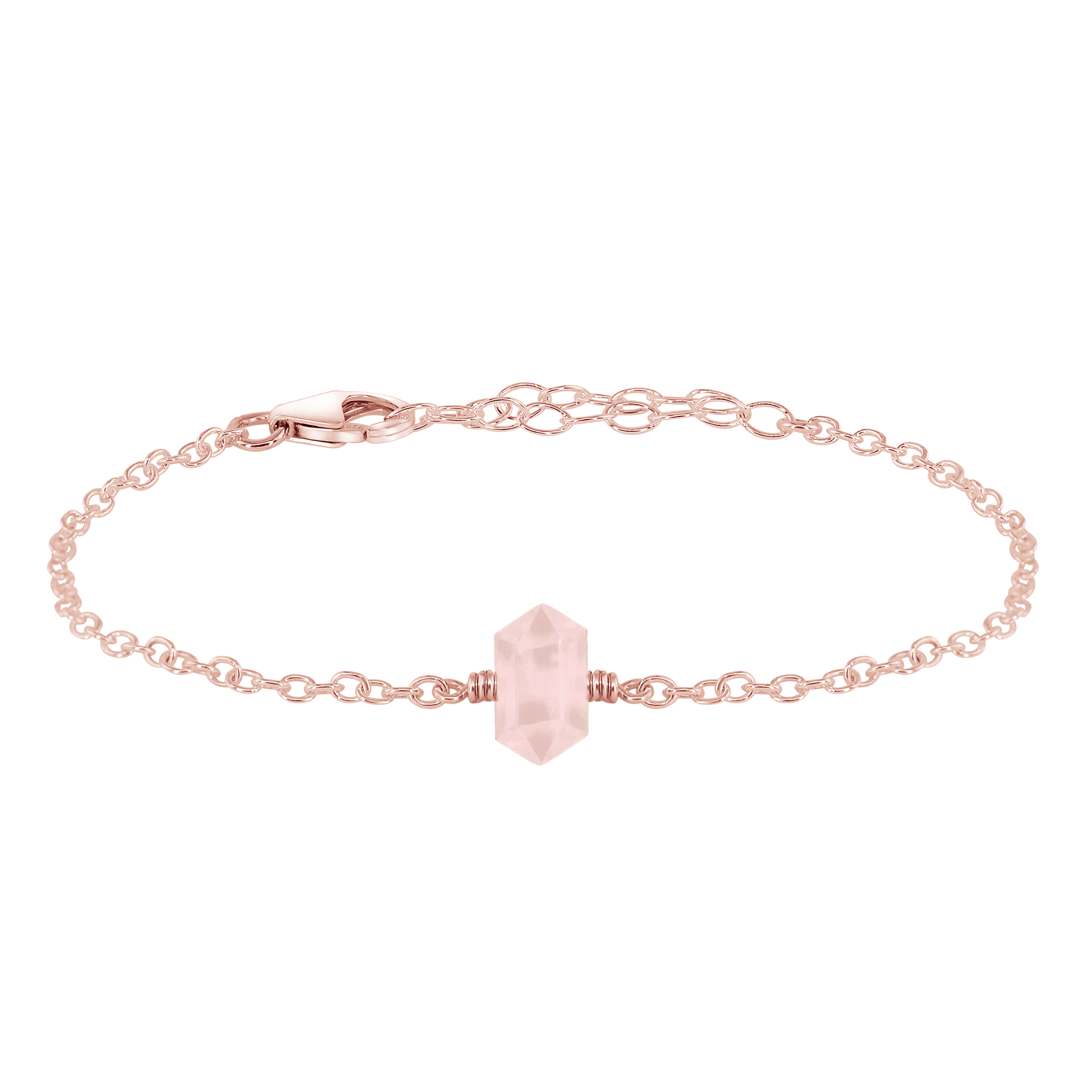 Rose Quartz Double Terminated Mini Crystal Point Bracelet - Healing Stone Jewelry for Women, Natural Gemstone Bracelet for Stress Relief & Positive Energy - Perfect for Meditation, Yoga & Spiritual Gifts