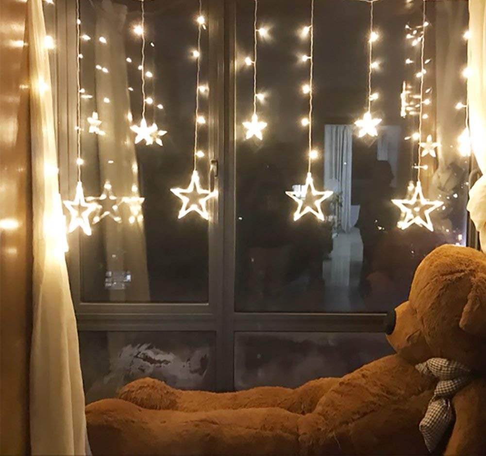 Twinkle Star Bed Canopy with 138 LED String Lights - 12 Glowing Stars for Girls Room Decor, Nursery, Wedding & Romantic Bedroom Ambiance