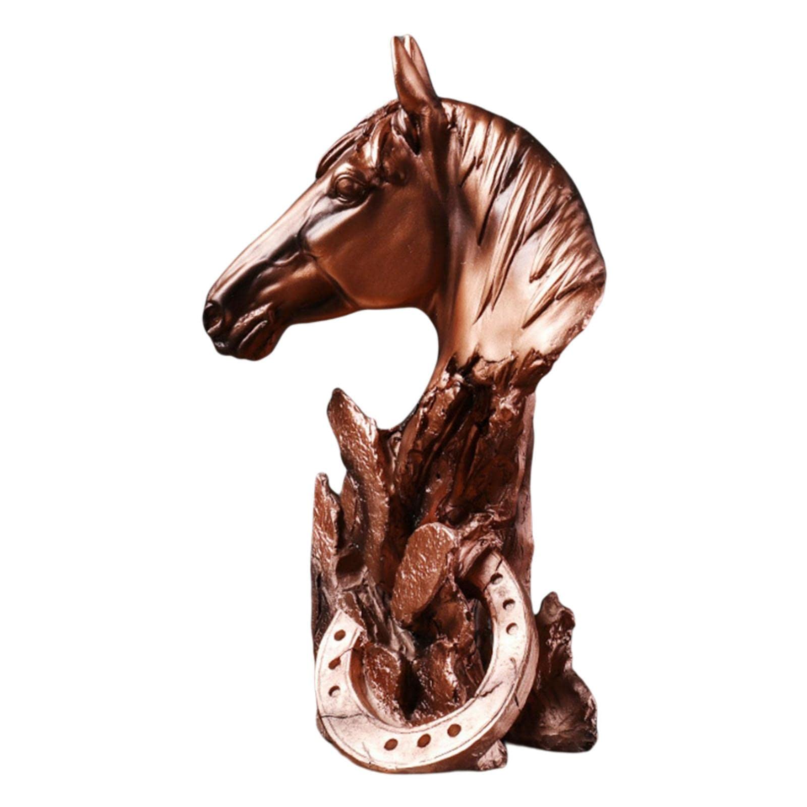European Style Horse Statue Sculpture - Handcrafted Resin Artwork for Office Desk & Shelf Decor, Horse Head Figurine - Perfect for Home, Office, or Gift Giving