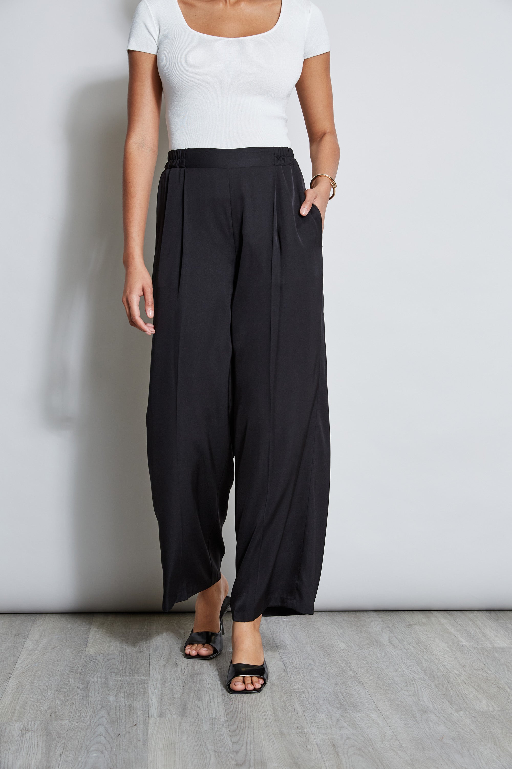 Elegant Pleated Silk Pants for Women - High Waist Flowy Palazzo Trousers - Perfect for Office, Party & Evening Wear
