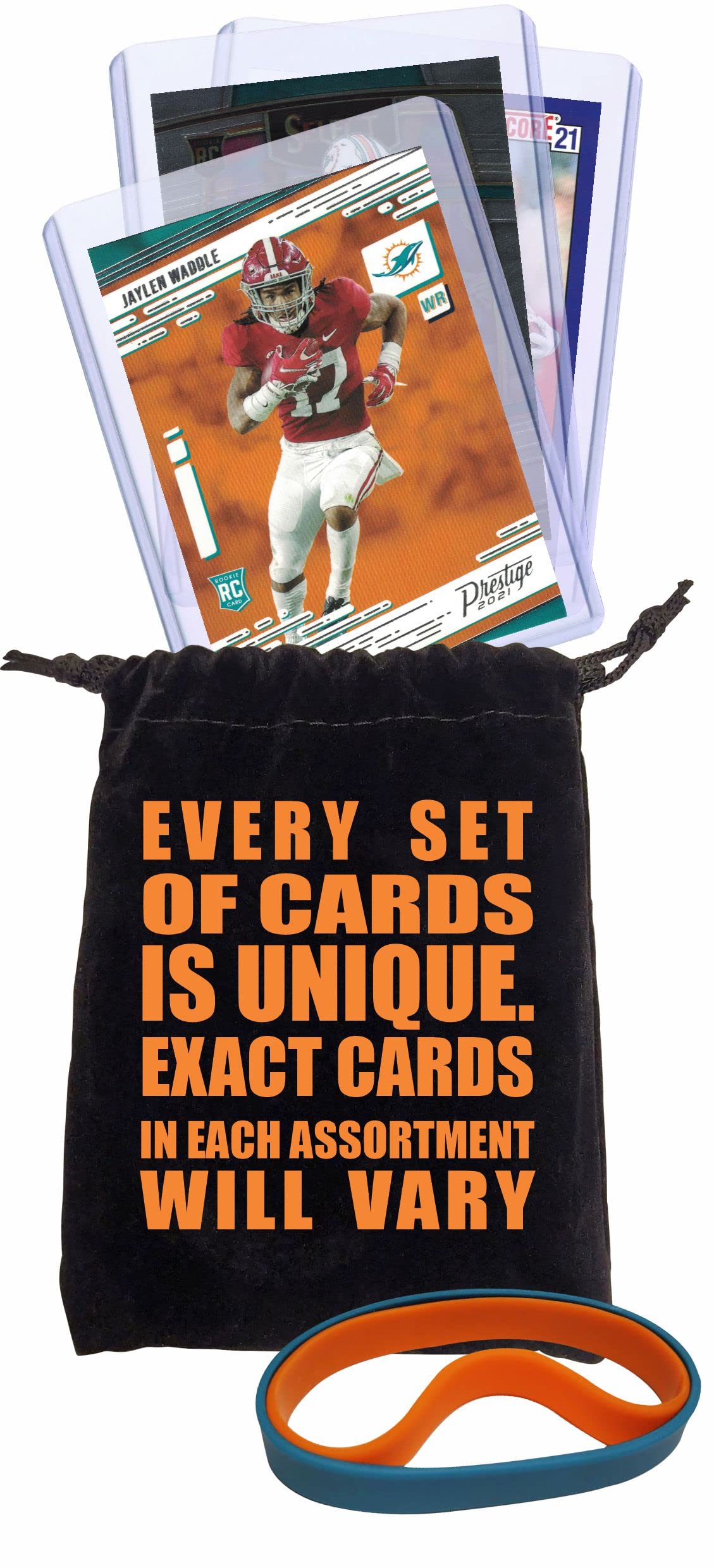 Jaylen Waddle (3) Rookie Football Cards - Miami Dolphins & Alabama Collectibles - Perfect for NFL Fans, Sports Memorabilia Collectors & Gift Giving