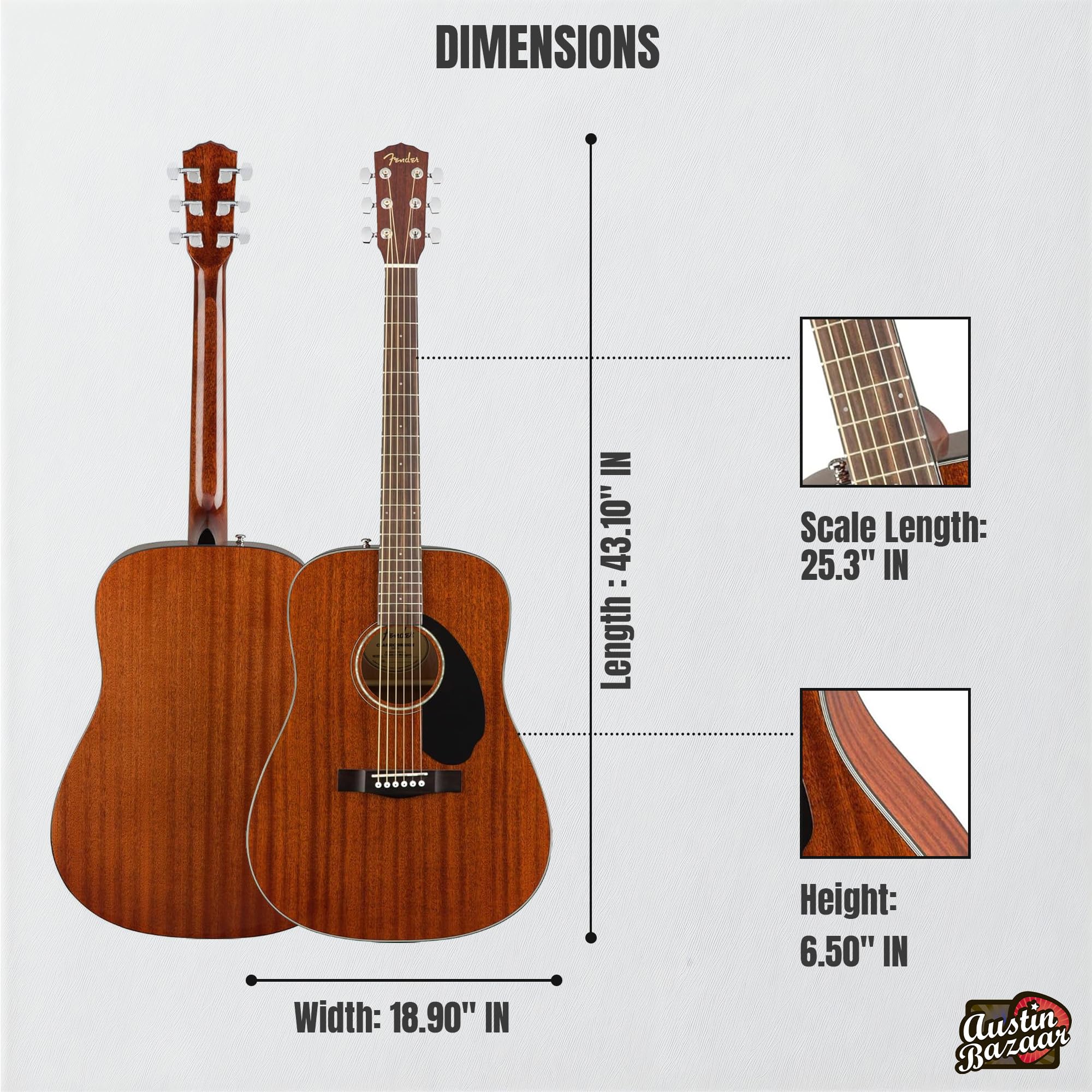 Fender CD-60S Solid Top Dreadnought Acoustic Guitar - All Mahogany Bundle with Hard Case, Tuner, Strap, Strings, Picks & Instructional DVD | Perfect for Beginners, Live Performances & Home Practice