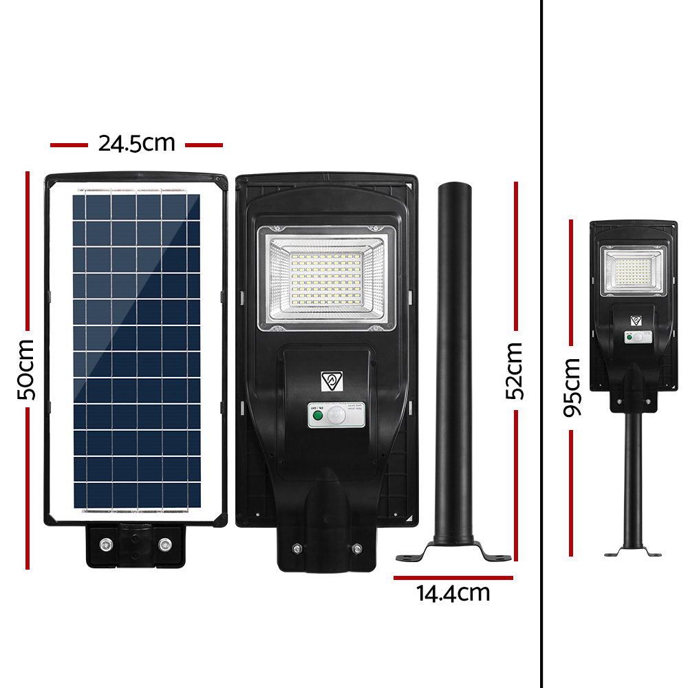 80 LED Solar Street Light 90W with Motion Sensor - Waterproof Outdoor Wall Lamp for Garden, Pathway, Driveway, and Yard Security Lighting