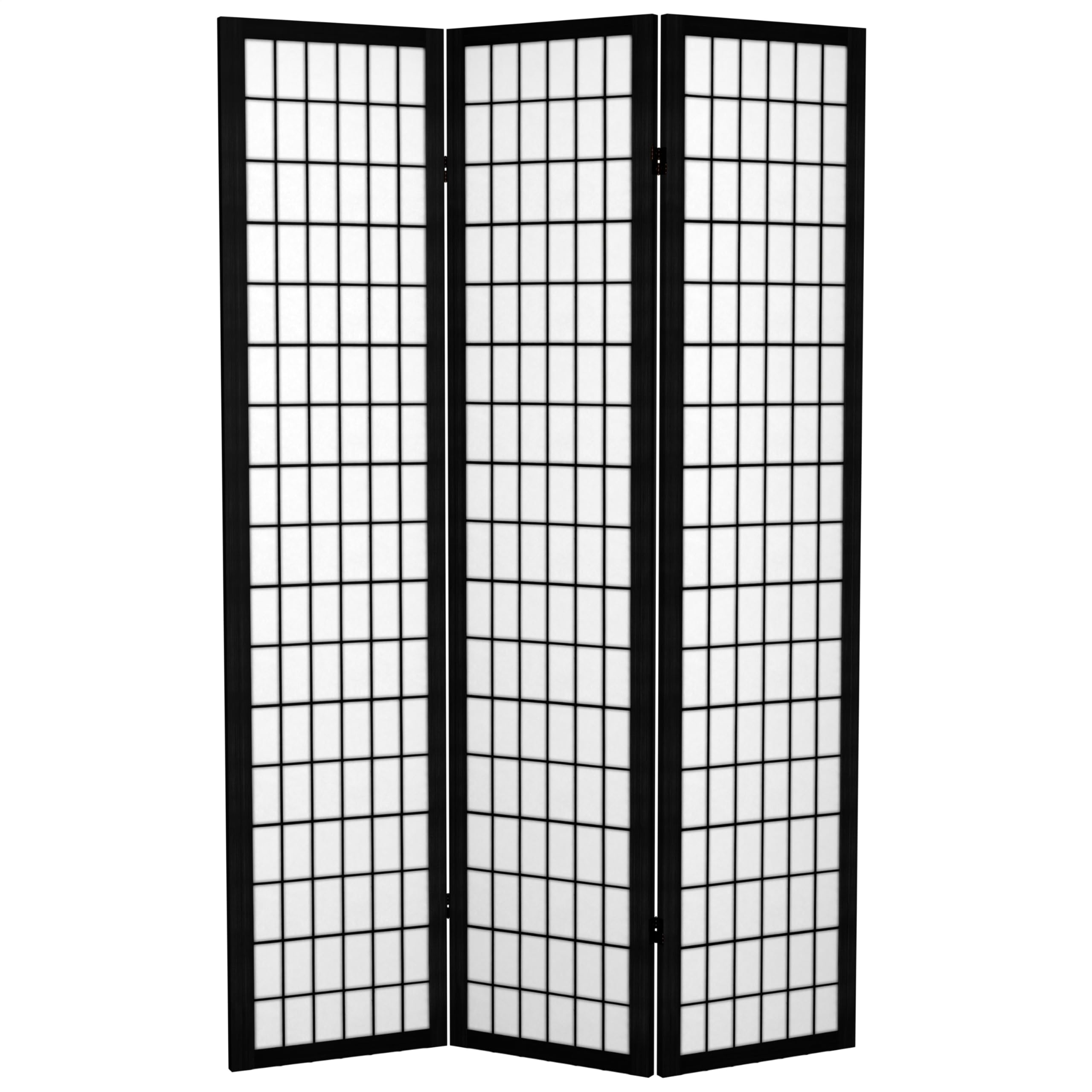 6 ft Tall Red Lantern Canvas Window Pane Black Room Divider - 3 Panel Folding Screen for Home, Office & Event Decor | Privacy Partition, Indoor/Outdoor Use