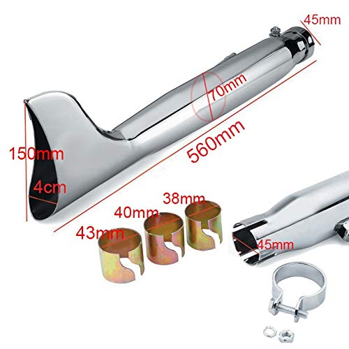Exhaust Fishtail Right Compatible with Cruiser Iron Chrome CB6471 - High-Performance Motorcycle Muffler for Harley, Honda, and Yamaha Cruisers - Perfect for Street Riding and Custom Bike Builds