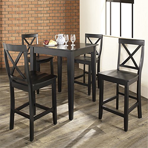 Ergode 5-Piece Pub/High Dining Set - Solid Hardwood & Wood Veneers - Versatile Modern Style for Kitchen, Bar or Outdoor Patio - Durable & Weather-Resistant Furniture for Home & Restaurant Use