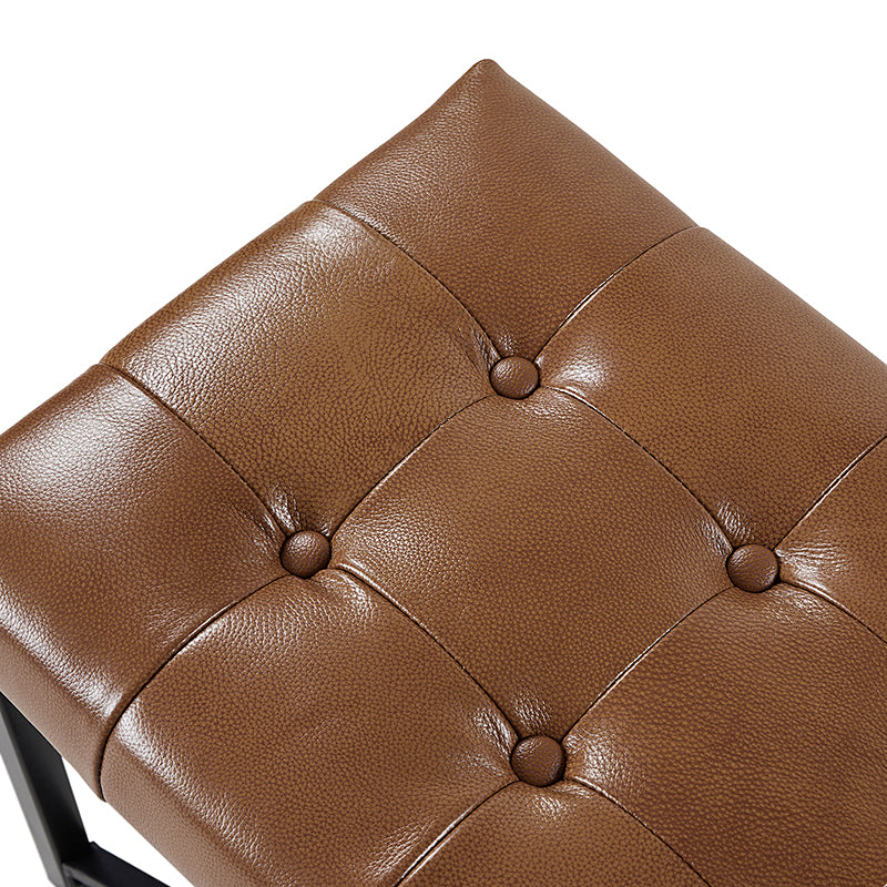 Arnold Versatile Elegance: Genuine Leather Bench with Button Tufted Design - Perfect for Living Room, Bedroom & Entryway Decor