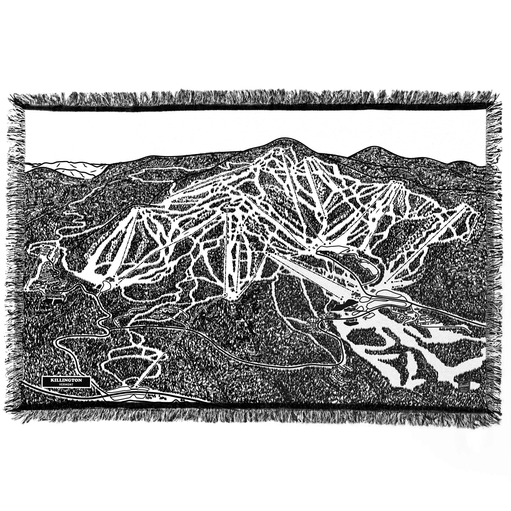 Killington Mountain Vermont Ski Trail Map Blanket – Warm & Cozy Throw for Ski Enthusiasts – Perfect for Home, Cabin, or Après-Ski Relaxation