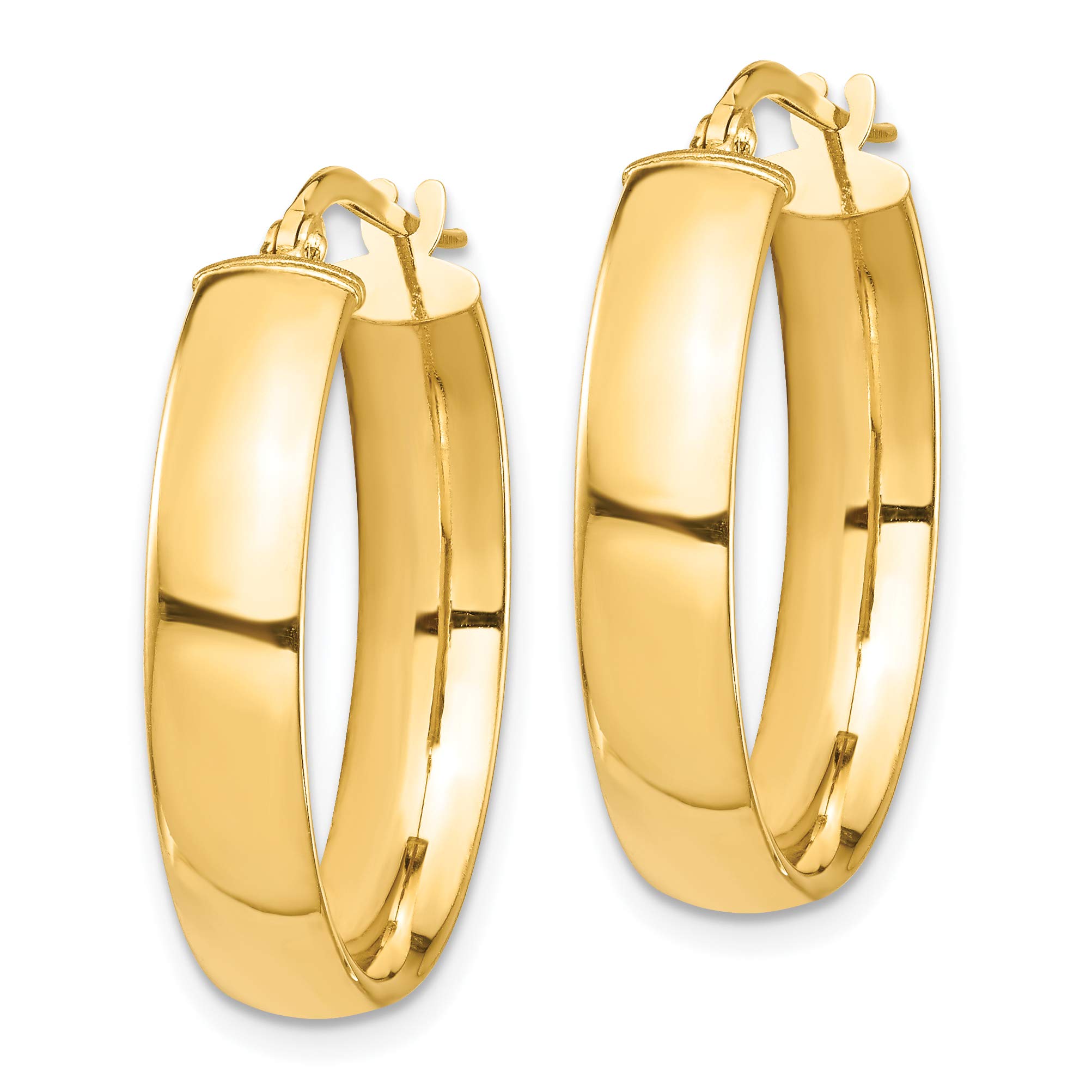 14K Solid Yellow Gold 5mm Round Medium Hoop Earrings for Women - Classic Everyday Jewelry for Work, Date Night & Special Occasions
