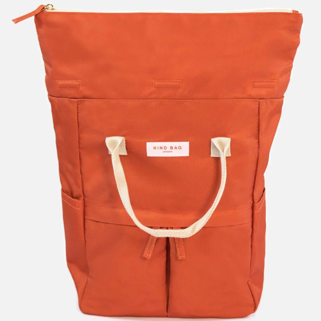 Kind Bags Hackney Medium Backpack - Waterproof Laptop Backpack for Men & Women, 15.6 Inch Laptop Compartment, Travel & Work Commuter Backpack in Stylish Burnt Orange