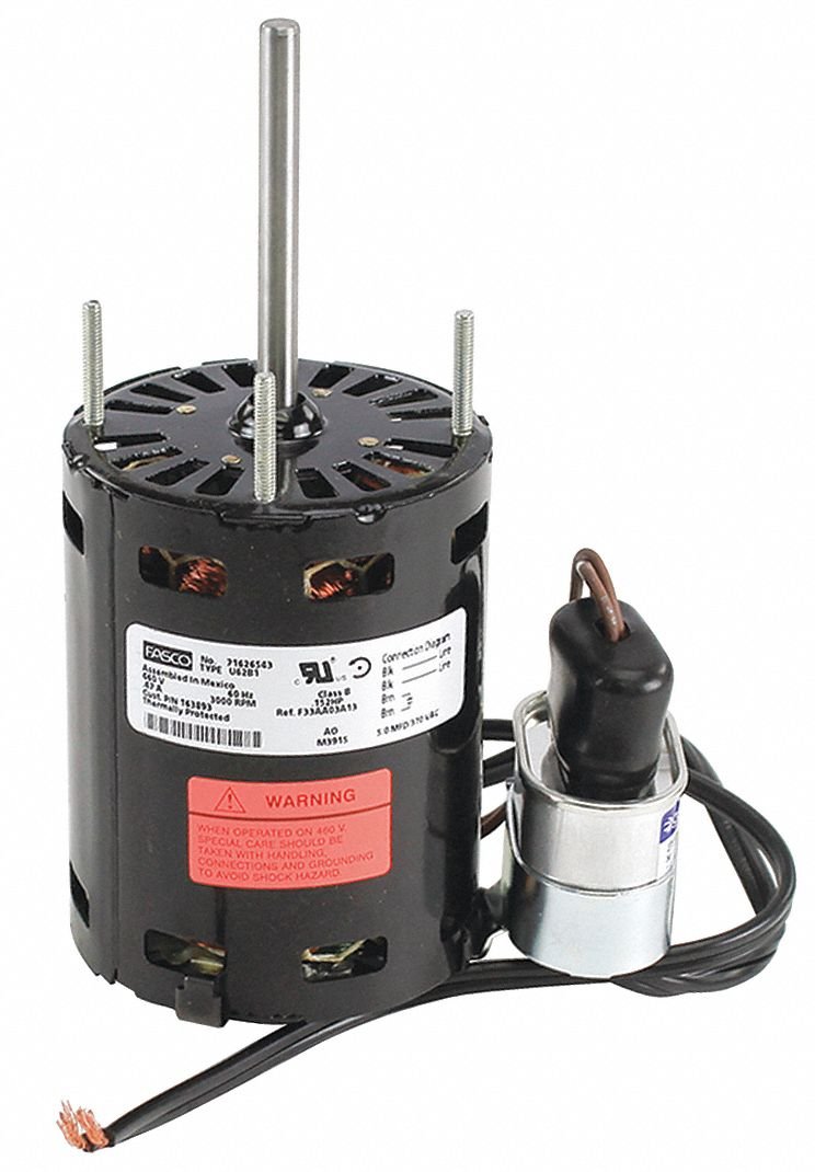 High-Quality 460V Fan Motor with Capacitor - 3000 RPM for HVAC, Industrial Equipment & Commercial Ventilation Systems