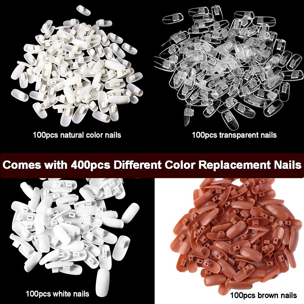 Professional Acrylic Nail Practice Hand with 400pcs Nail Tips - Non-Slip Flexible Fake Hands for Nail Art Training - Perfect for Beginners & Salon Practice (Brown) - Ideal for Home Practice, Nail School & Professional Skill Development