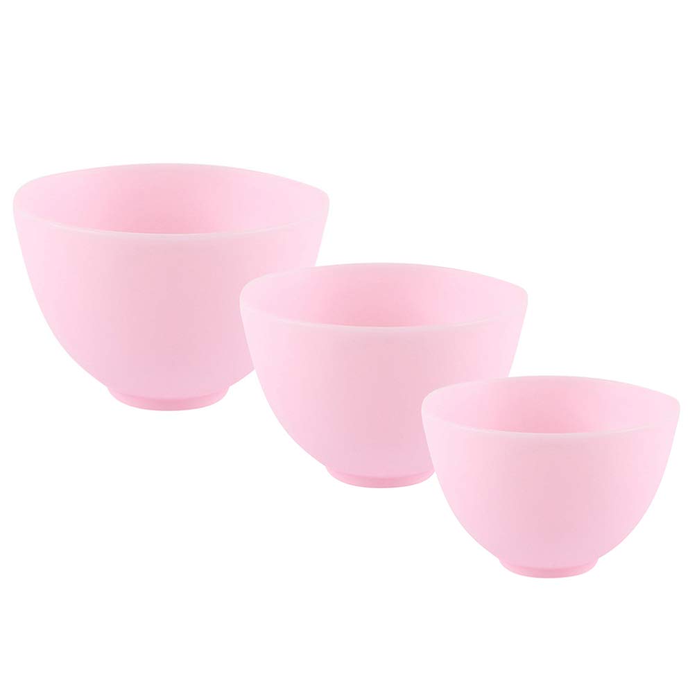 3Pcs Pink Silicone Facial Mixing Bowls for DIY Skincare, Makeup & Beauty Treatments – Perfect for Home Spa, Facial Masks & Cosmetic Mixing