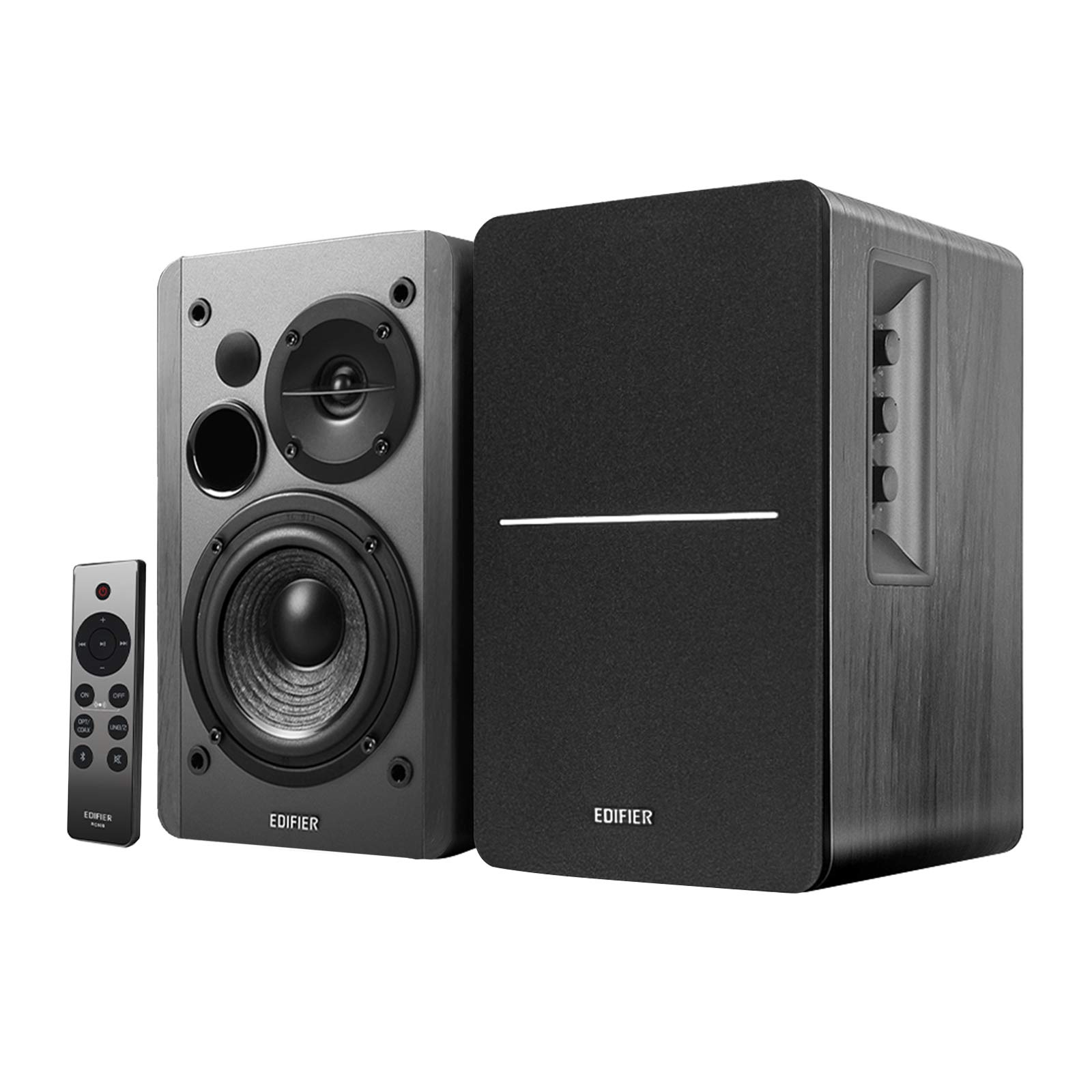Edifier R1280DBs Active Bluetooth Bookshelf Speakers with Stands - 2.0 Wireless Studio Monitor with Optical Input & Subwoofer Line Out - 42W RMS Power - Black (Perfect for Home Theater, Gaming & Music Listening)
