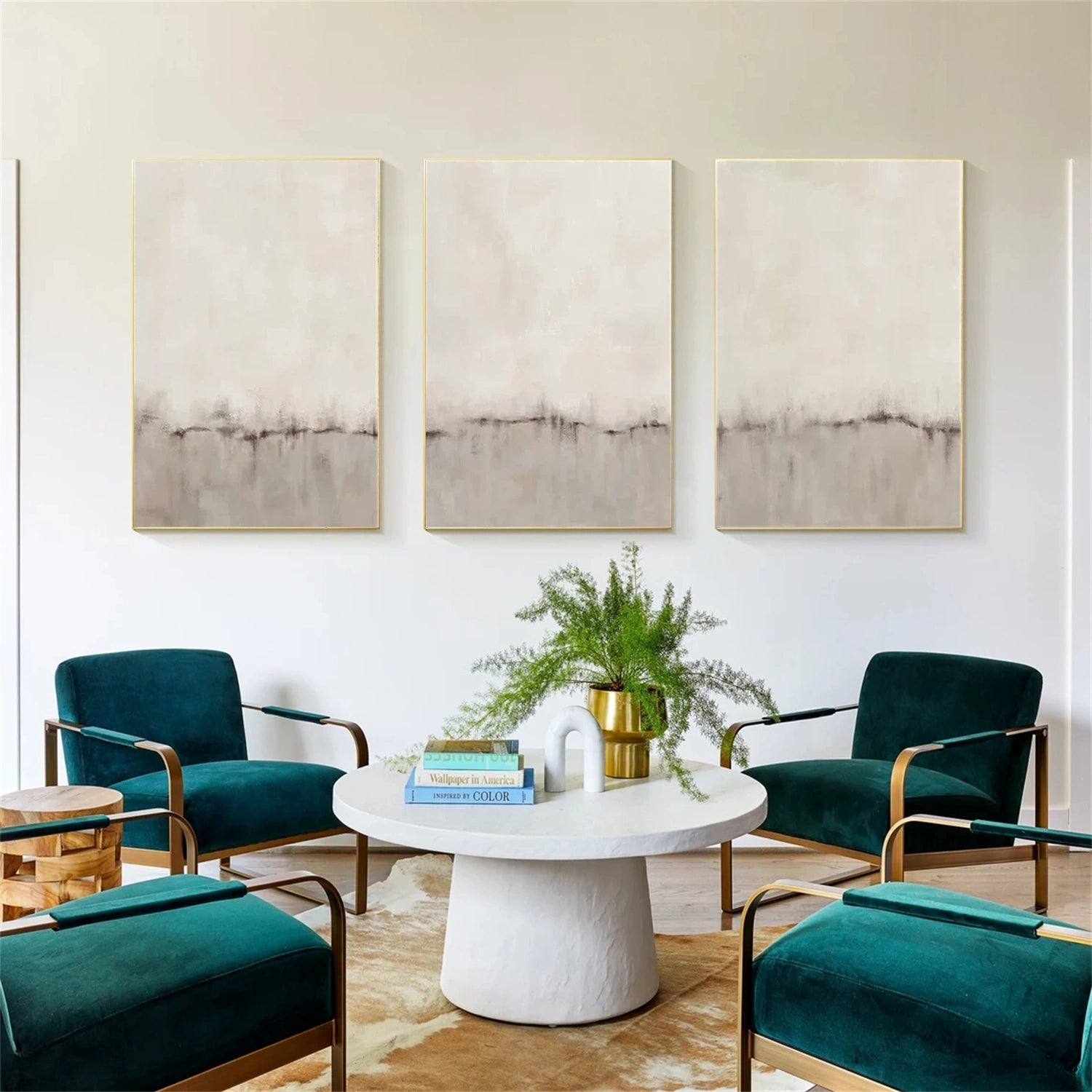 Abstract Tranquility Wall Art Set of 3 - Modern Canvas Paintings for Home & Office Decor - Perfect for Living Room, Bedroom, or Workspace