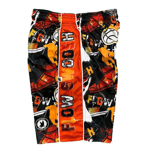 Boys' Athletic Shorts with Swoosh Design - Black & Red Attack Style for Running, Basketball & Casual Wear