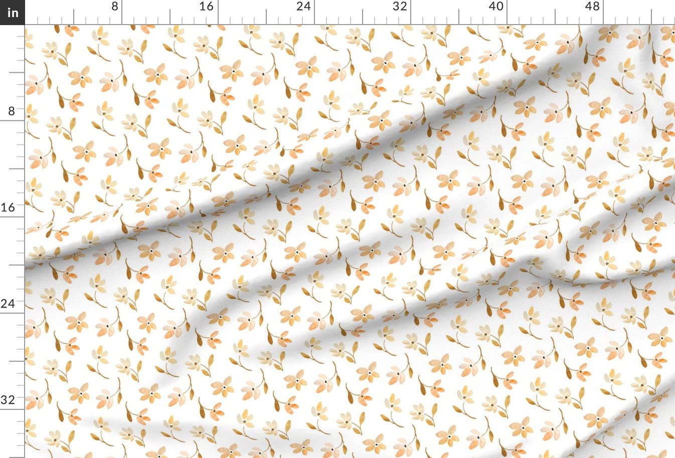 Bloom Gold Autumn Floral Watercolor Print Minky Fabric by The Yard - Soft Shabby Chic Flowers for Sewing Baby Blankets, Quilt Backing & Plush Toys - Perfect for Nursery Decor, DIY Crafts & Cozy Home Projects