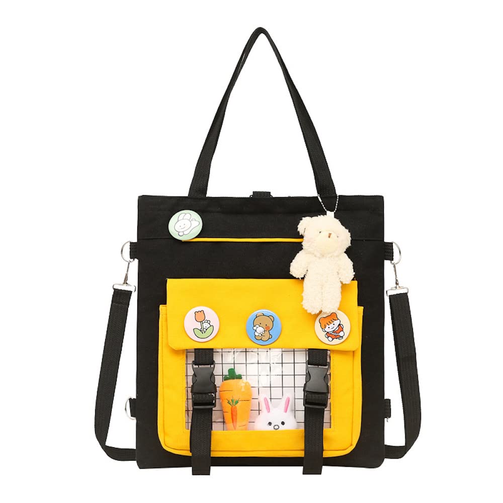 Cute Kawaii Backpack with Adjustable Straps & Detachable Hooks - Stylish Crossbody Tote Bag for School, Travel & Daily Use | Aesthetic Accessories Included