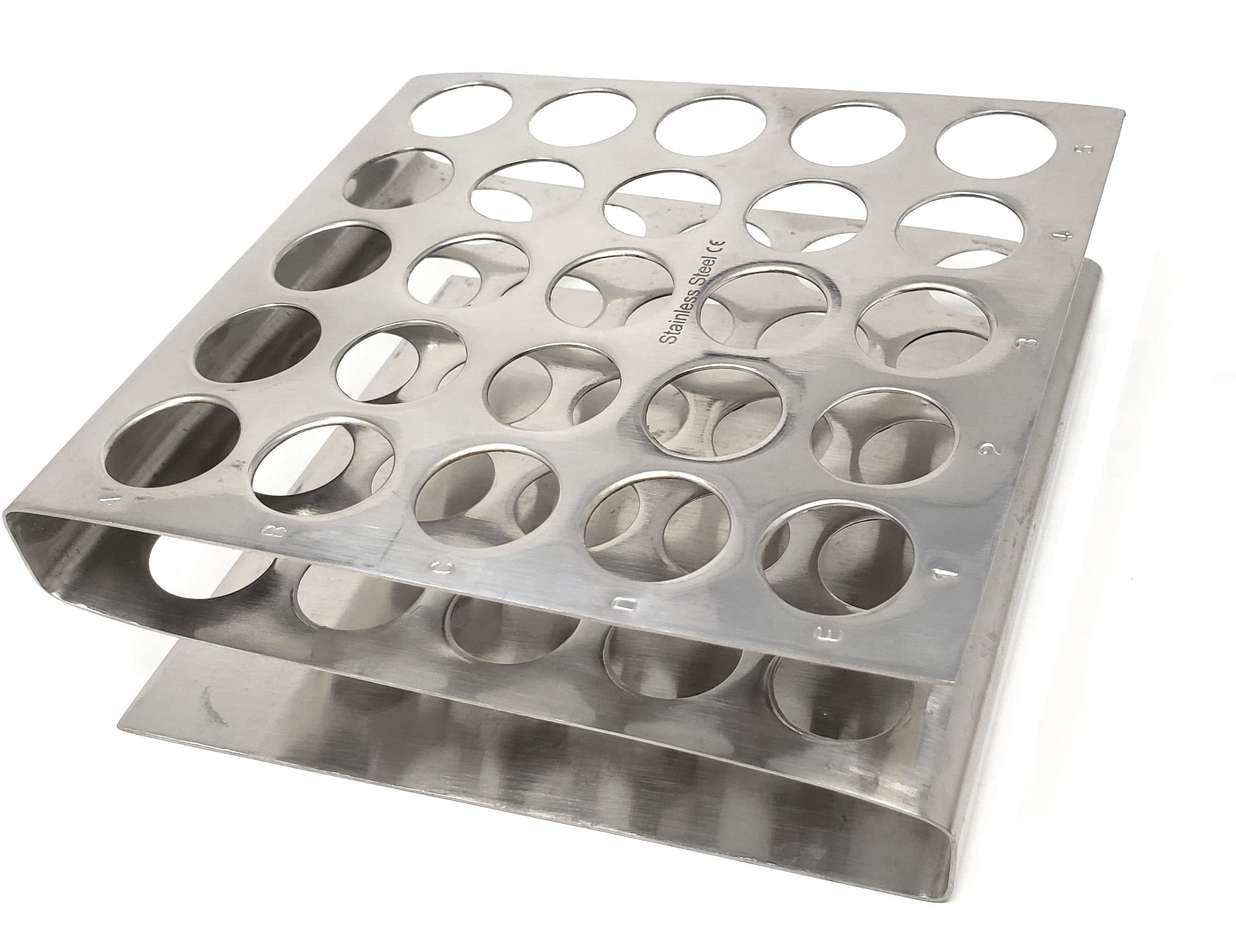 A2Z Stainless Steel Test Tube Rack Holder with 25 Vents - Z Shaped Pipe Stand for 16mm Tubes | Lab, School & Hospital Supplies | Perfect for Sample Sorting, Transport & Storage