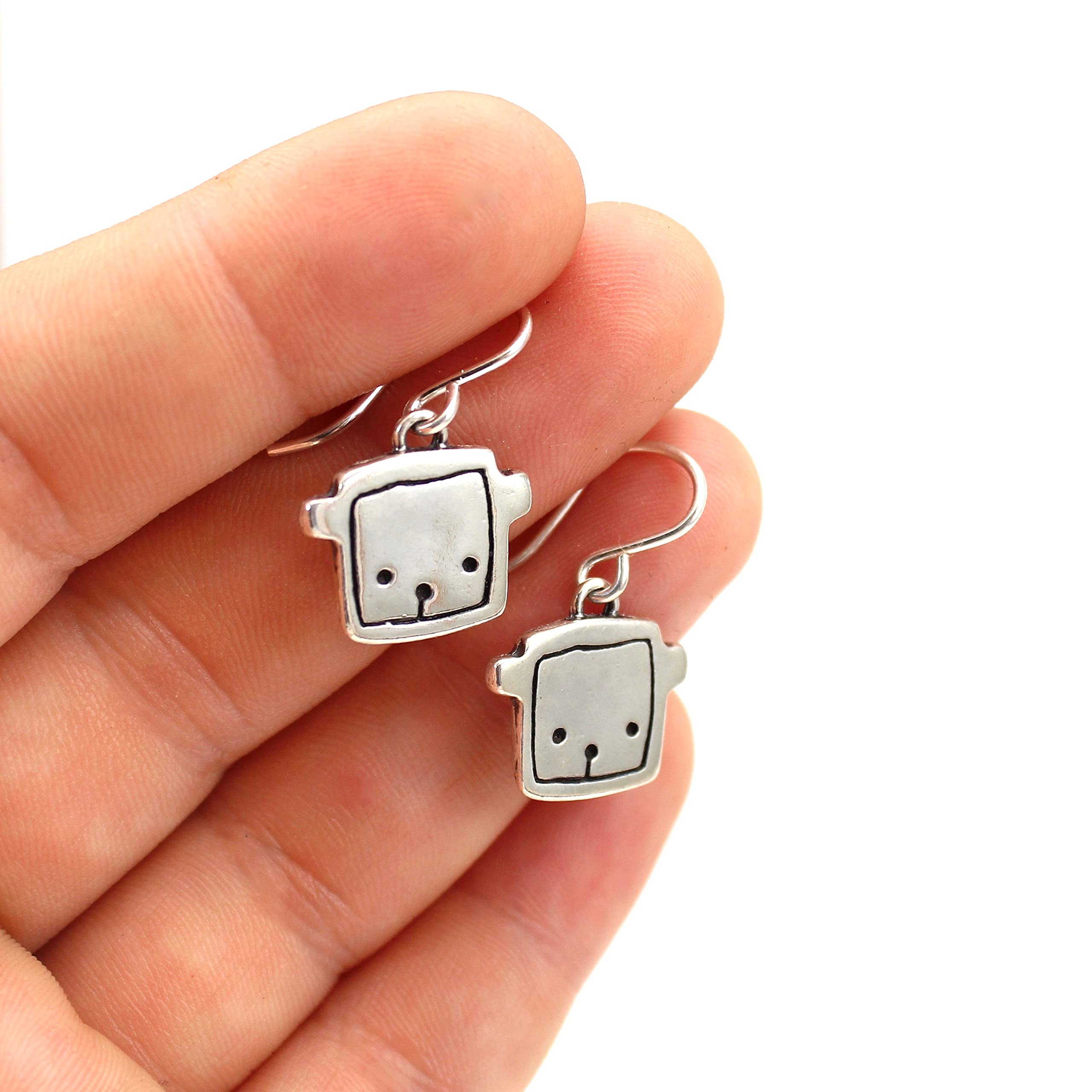 Mark Poulin Small Sterling Silver Bear Charm Earrings - 925 Silver Dangle Earrings for Women & Girls - French Hook Ear Wires - Perfect for Everyday Wear, Gifts & Special Occasions
