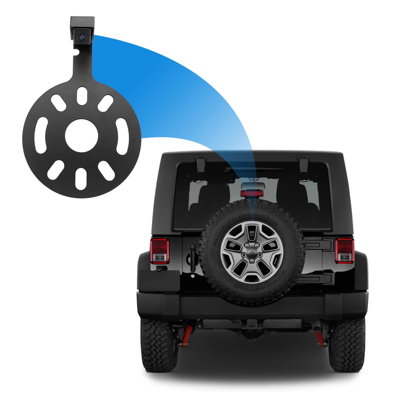 Jeep Wrangler Spare Tire Mount Backup Camera - OEM Monitor Adapter Replacement for Tailgaters | Off-Road Adventure & Parking Safety Solution