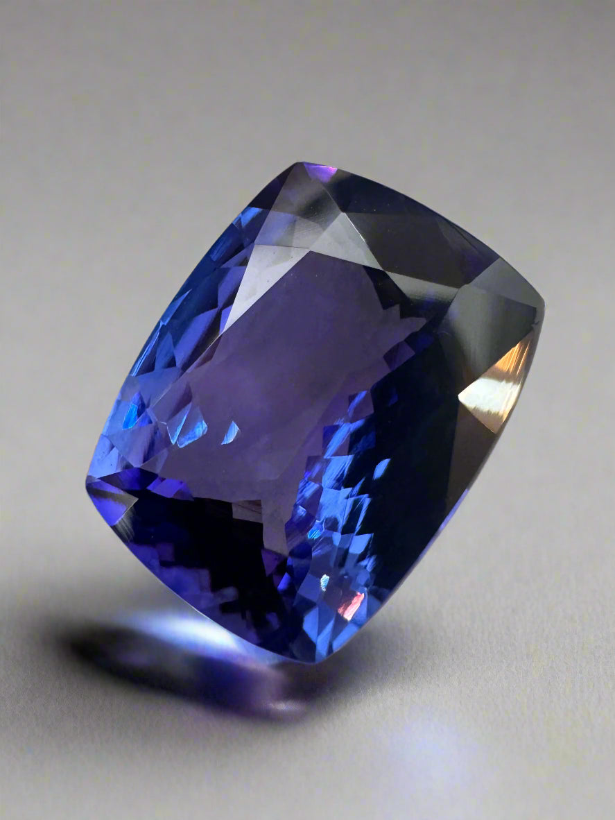 8.56 Carat GIA Certified Natural Violetish Blue Tanzanite Loose Gemstone - 14x11mm Cushion Cut for Jewelry Making, Engagement Rings & Collector's Pieces