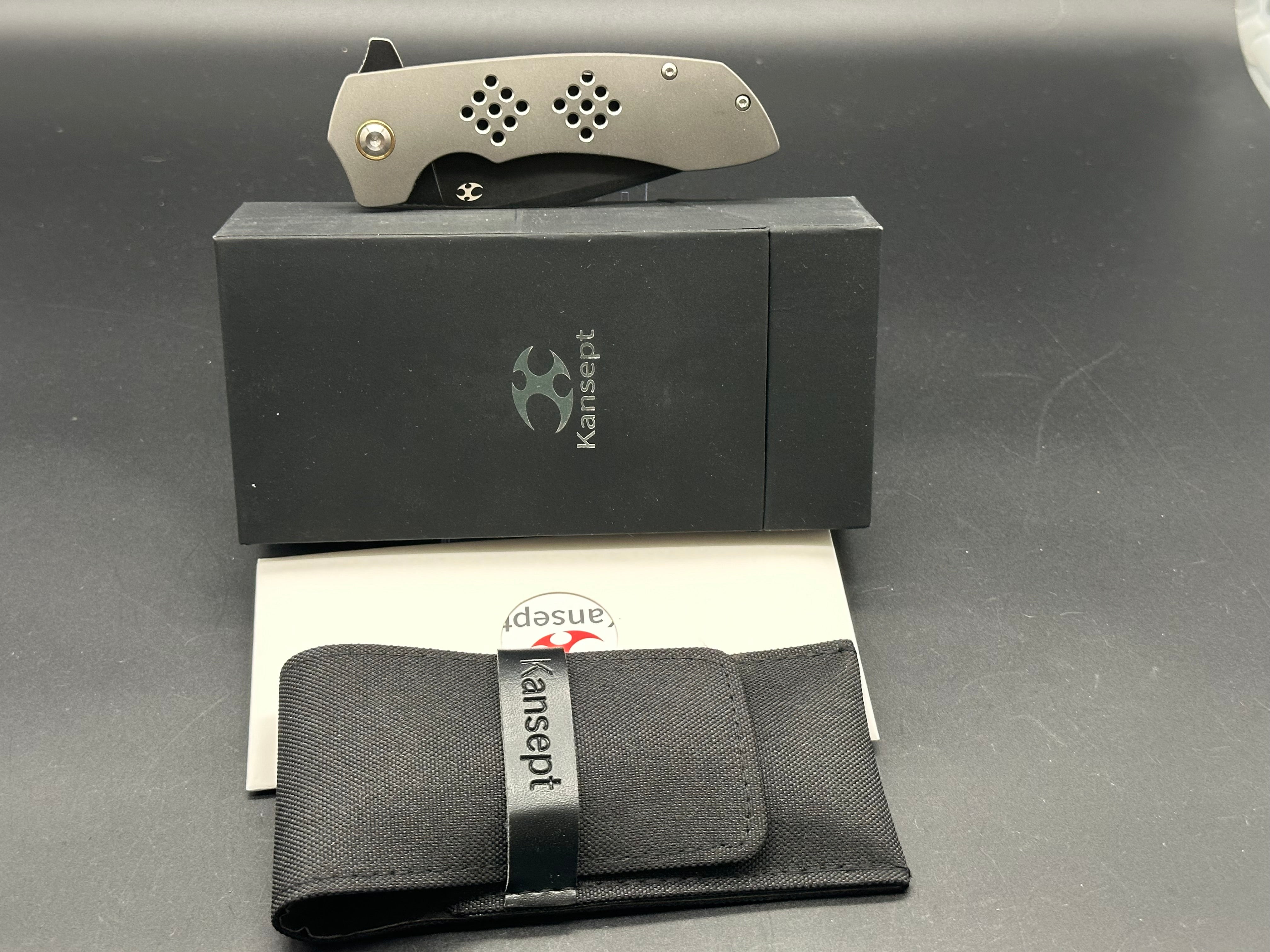 KANSEPT ENTITY Folding Knife - Premium S35VN Steel Blade with Titanium Handle, Black Stonewash Finish (Model K1036B2) - Perfect for Outdoor Adventures, Camping, and Everyday Carry (EDC)