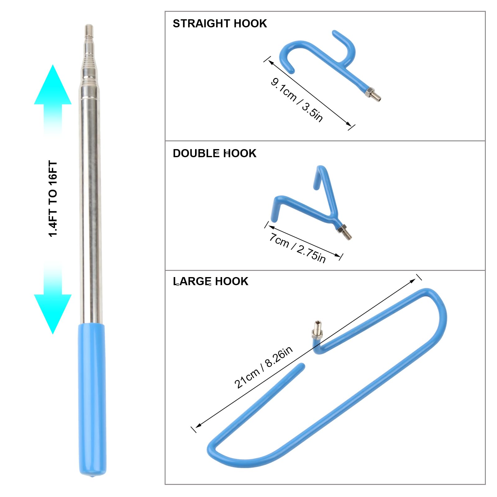 **16FT Telescopic Disc Golf Retriever Pole - 3-in-1 Stainless Steel Grabber Tool for Water & Outdoor Play | Perfect for Lost Disc Recovery & Course Adventures**