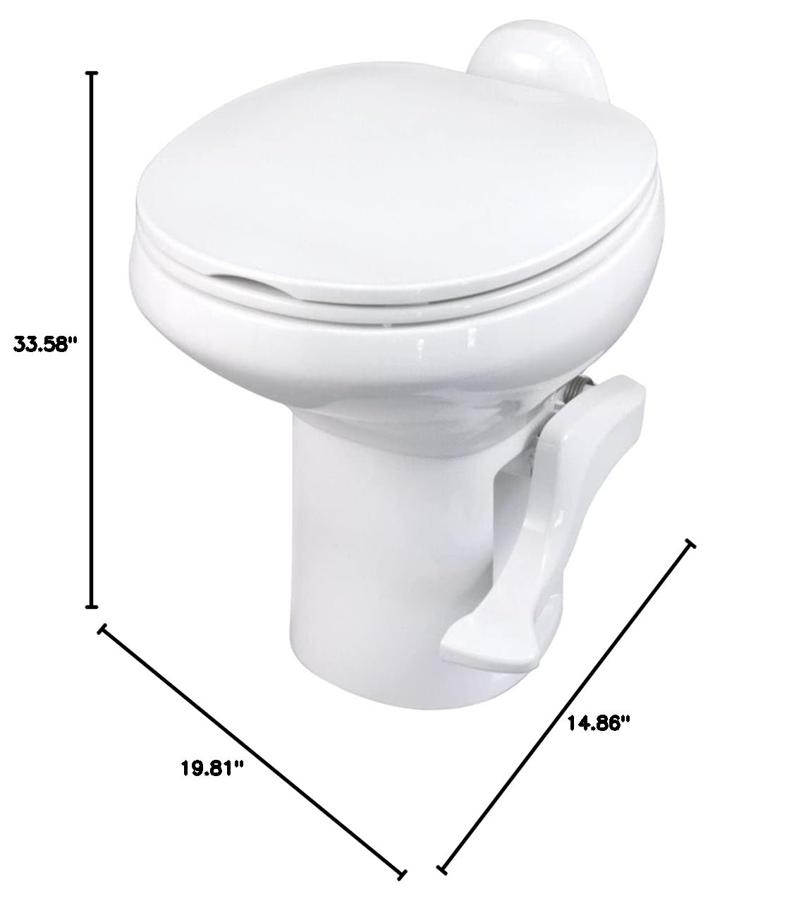 Thetford 42058 Aqua-Magic Style II RV Toilet - High Profile White Water-Efficient Flushing Toilet for Campers & RVs | Perfect for Road Trips & Outdoor Adventures