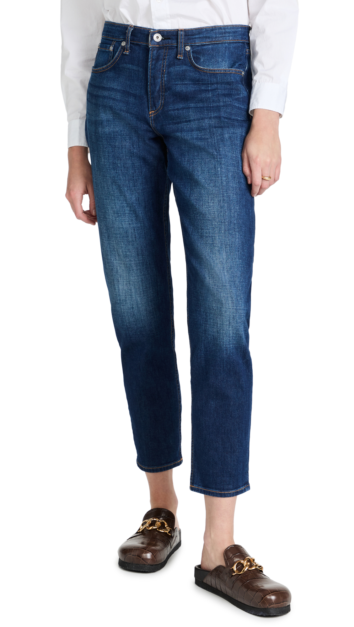 rag & bone Women's Rosa Mid Rise Boyfriend Jeans - Distressed Denim Pants for Casual Wear, Street Style & Everyday Comfort