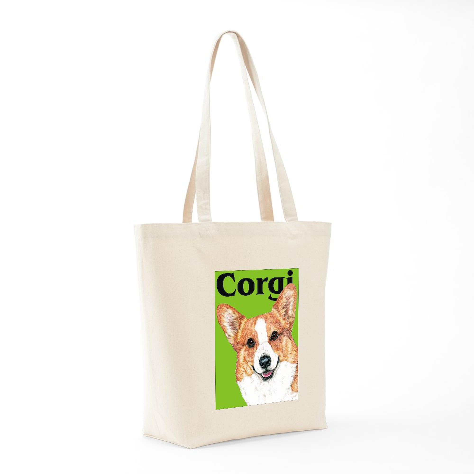 Pembroke Welsh Corgi Green Pop Art Canvas Tote Bag - Eco-Friendly Reusable Shopping Bag for Groceries, Beach & Work