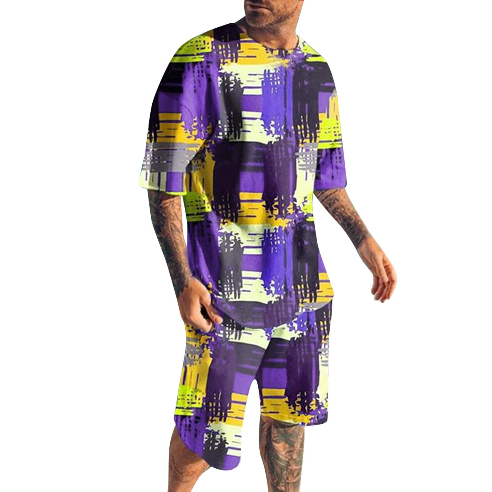 Uoki Men's Workout Gear - Spring Summer Beach Print Short Sleeve Fashion Shirt | Gym, Running, Swimming & Casual Wear