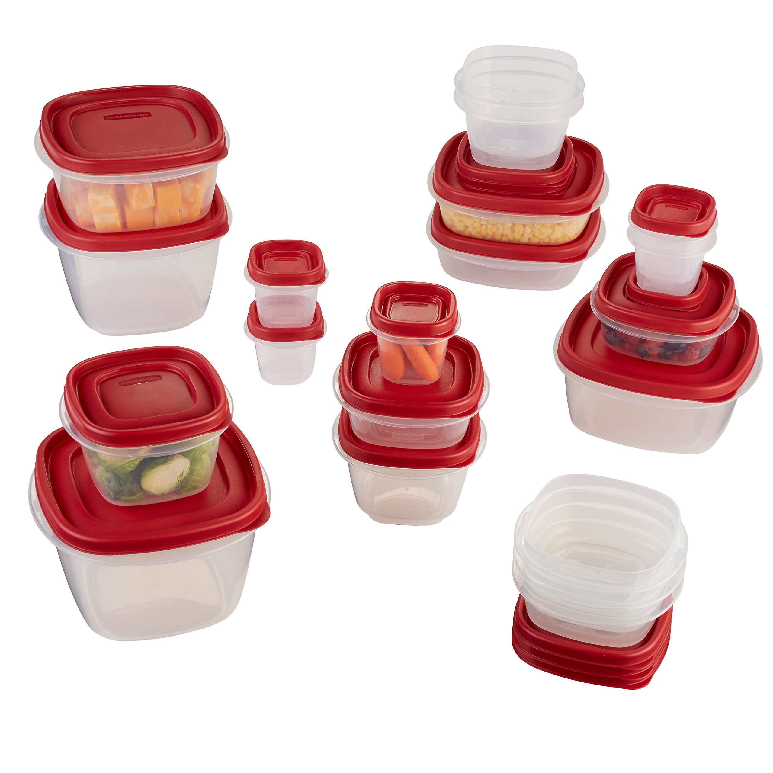 Rubbermaid Easy Find Lids Food Storage Containers Set - 40-Piece Airtight Kitchen Organization with Color-Coded Lids (Racer Red) - Perfect for Meal Prep, Leftovers & Pantry Storage