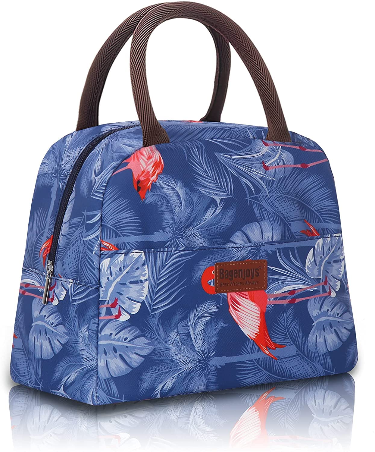Insulated Lunch Bag for Women - Leakproof Reusable Cooler Bag with Flame Bird Design, Perfect for Office, School, Picnic & Beach (Blue)