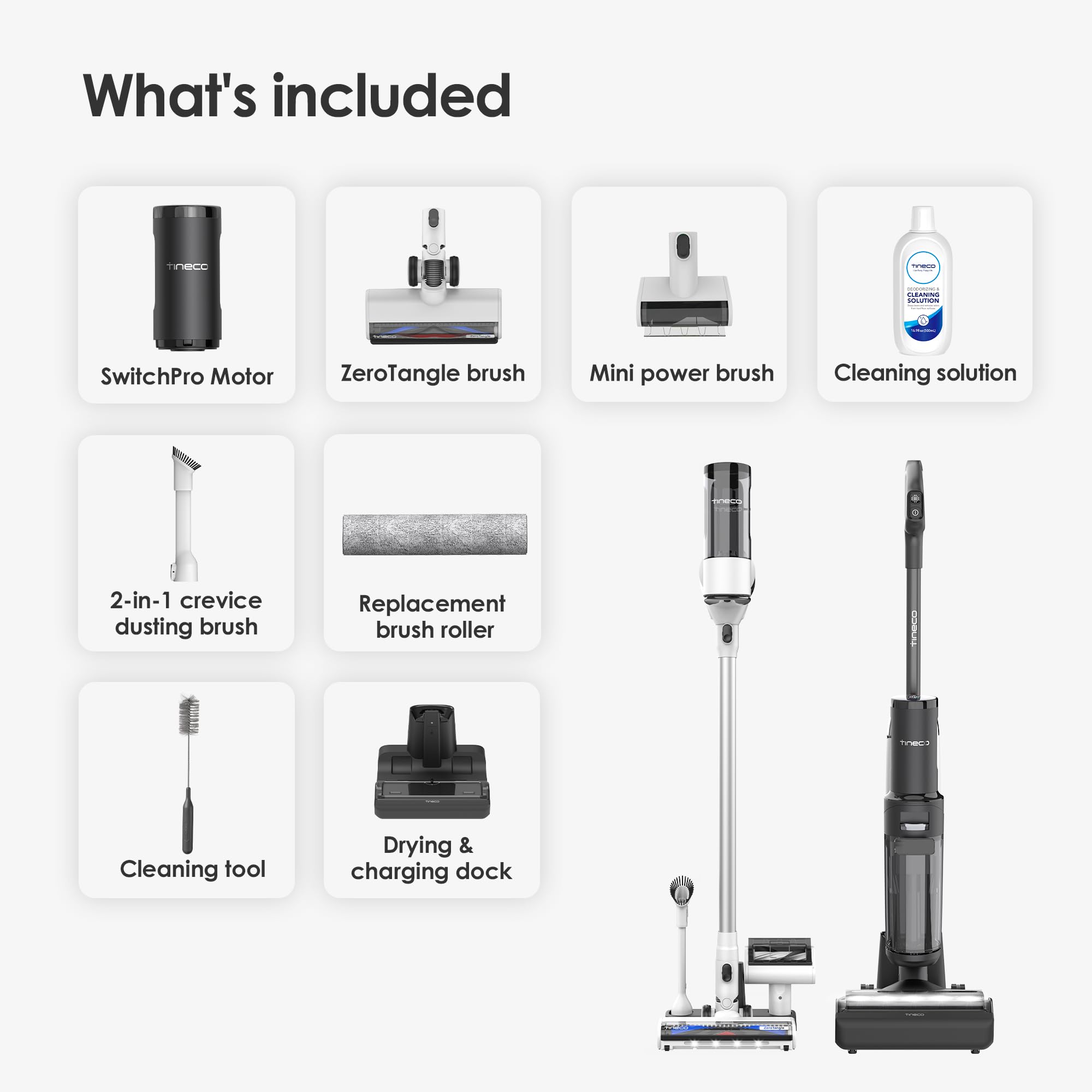 Tineco Floor ONE Switch S7 Cordless Wet Dry Vacuum Cleaner - Smart Multi-Function Floor Washer with Self-Cleaning, 65Min Runtime & ZeroTangle Brush for Whole-House Cleaning - Perfect for Hardwood Floors, Tile & Pet Hair Removal