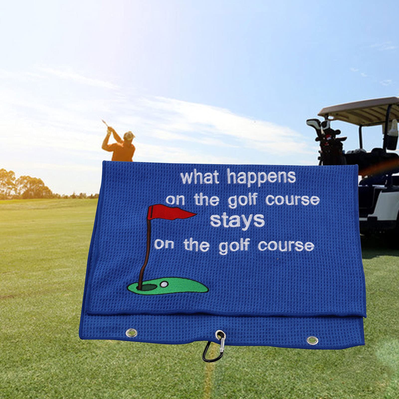 Premium Embroidered Golf Towel - Microfiber Waffle Design with Secure Clip - Funny Golf Gift for Men & Women - Perfect for Golf Courses, Driving Ranges & Sports Events