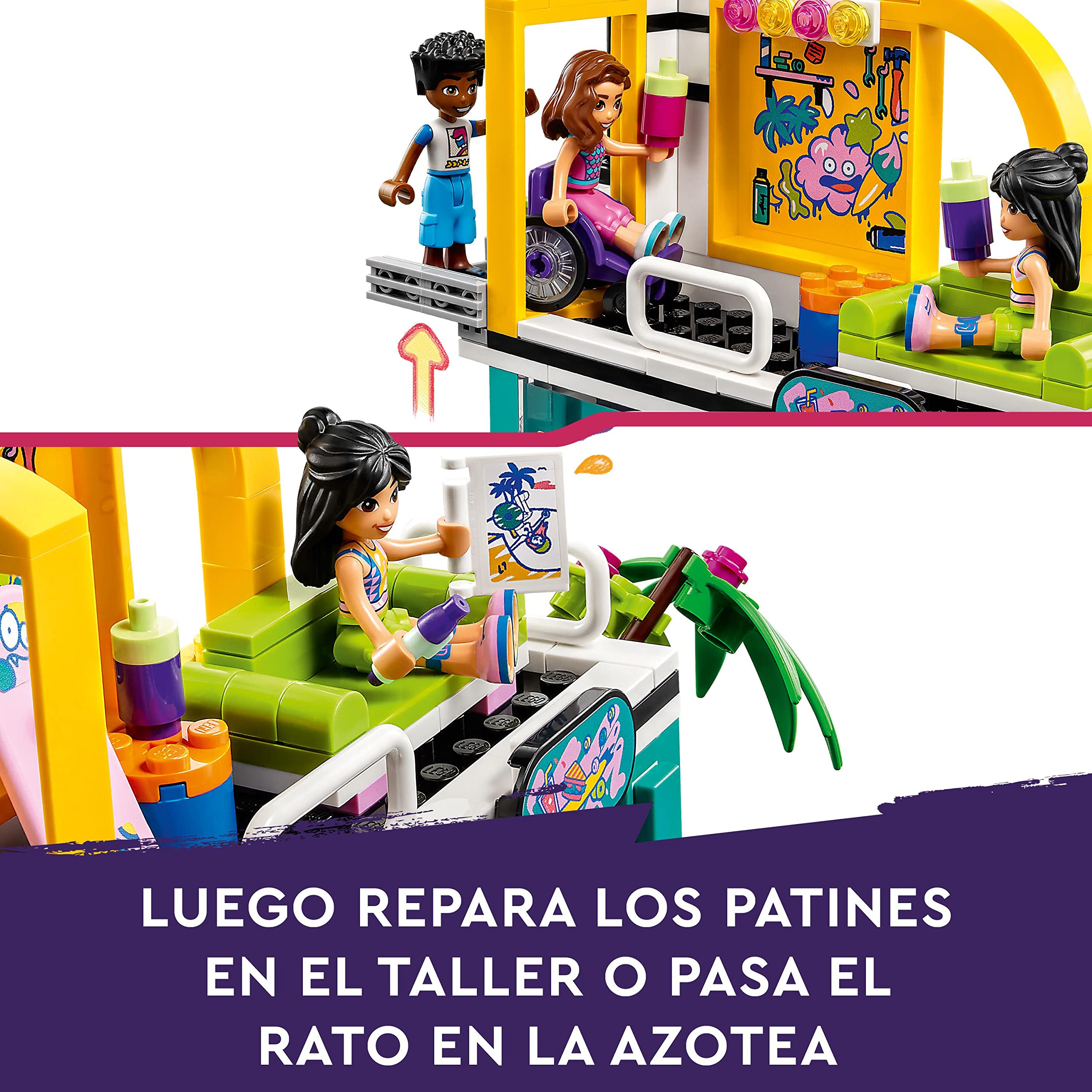LEGO 41751 Friends Skate Park Building Toy Set for Kids Ages 6+ with Skateboards, Scooter & Wheelchair, 3 Mini Dolls & 2023 Characters – Creative Play for Girls and Boys – Perfect for Birthday Gifts & Indoor Activities