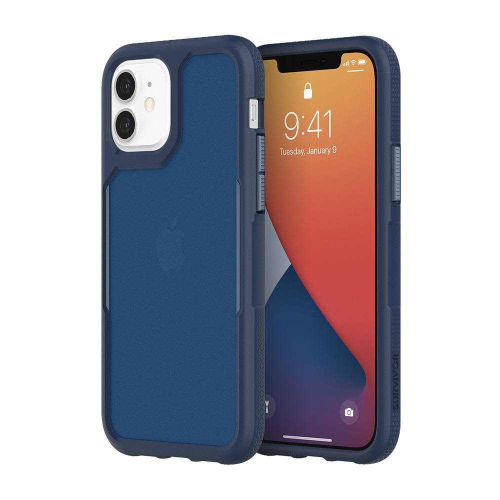 Griffin Survivor Endurance GIP-056-FNY Rugged Protective Case for iPhone 12 & iPhone 12 Pro - Navy Blue | Shockproof, Drop Proof & Military Grade Protection | Perfect for Outdoor, Work & Adventure Use