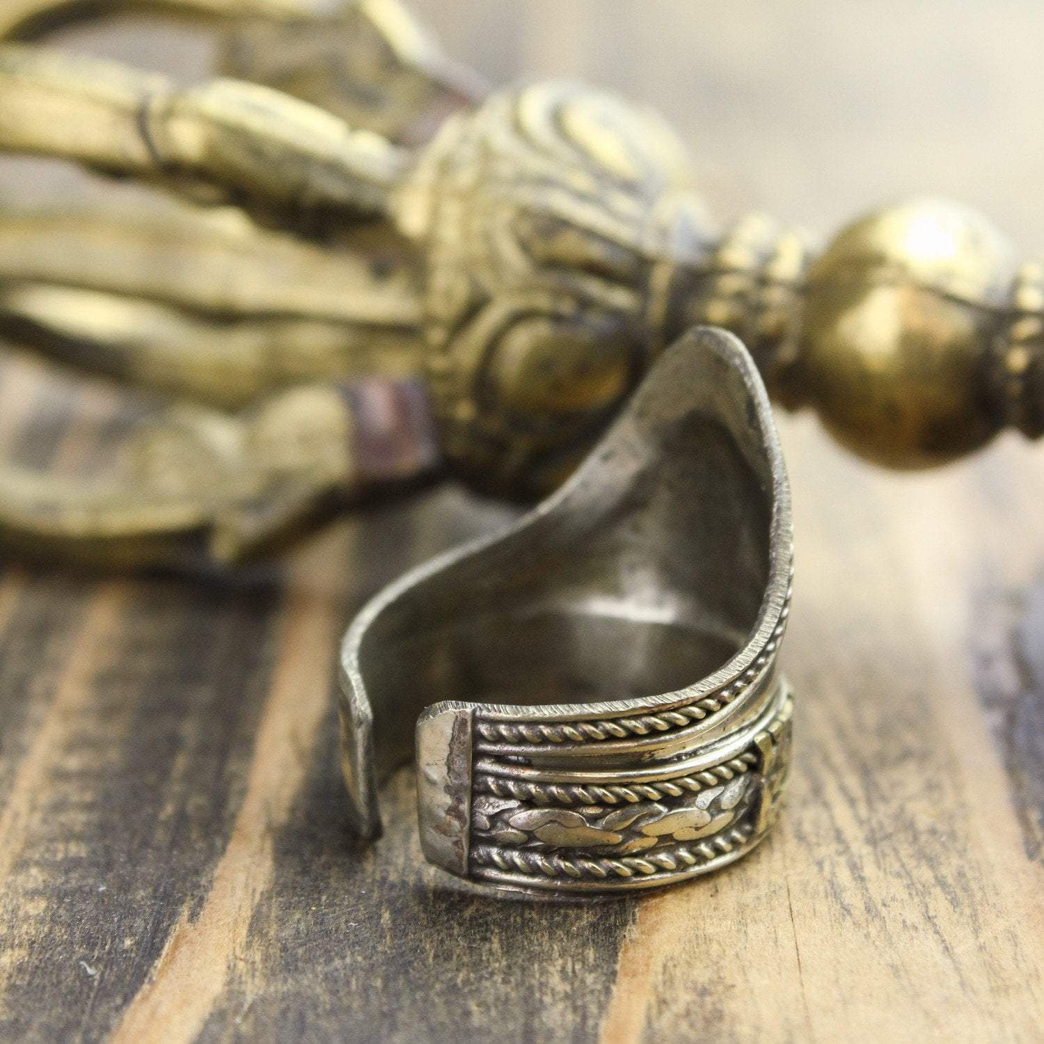 Adjustable Mantra Shield Ring for Men & Women - Stainless Steel Spiritual Protection Jewelry - Perfect for Meditation, Yoga & Daily Wear